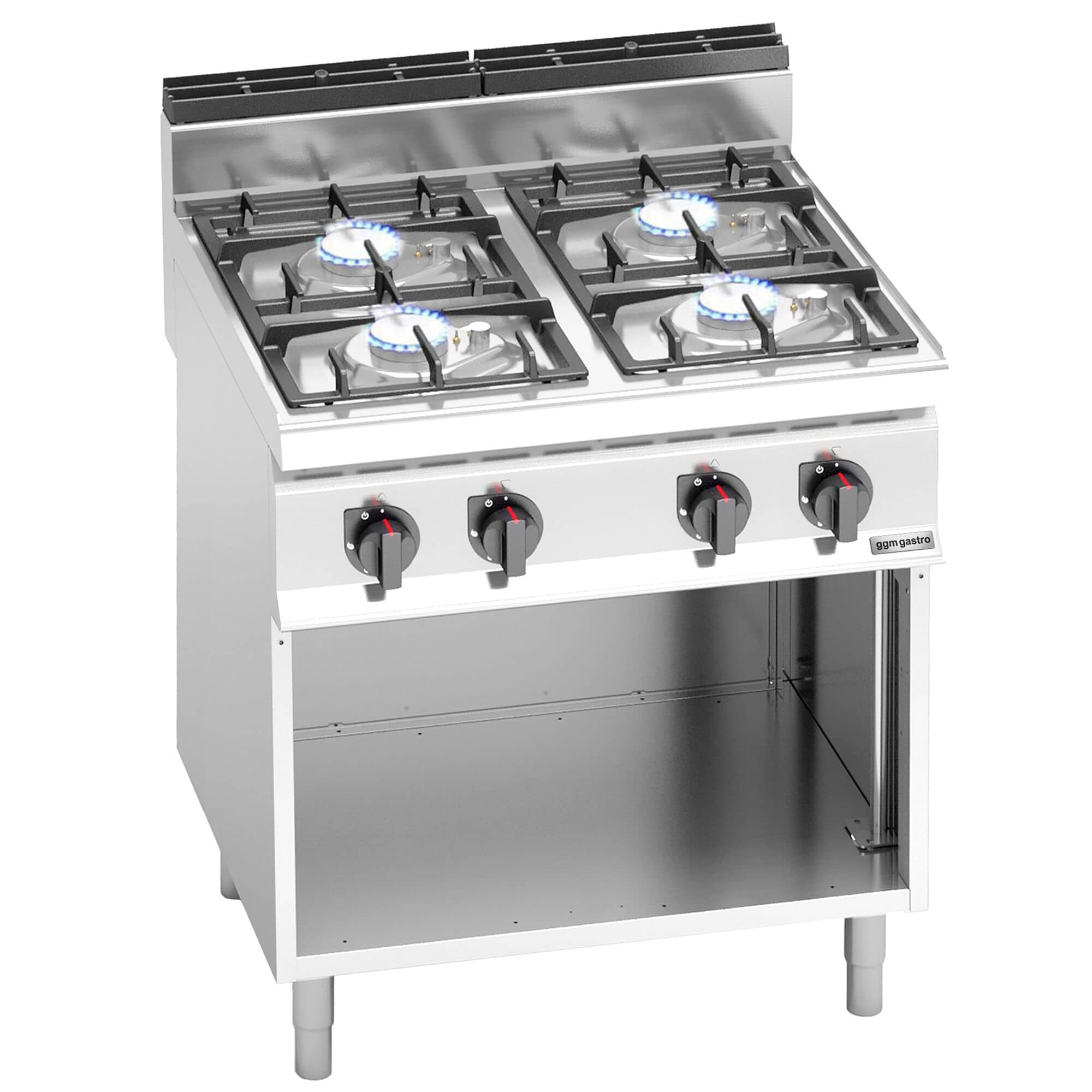 Mașină de gătit / Aragaz profesional pe gaz – LORENZO – seria 700 - 800x714x(H)1070 mm - 21,5 kW - 4 arzătoare - suport deschis — 2