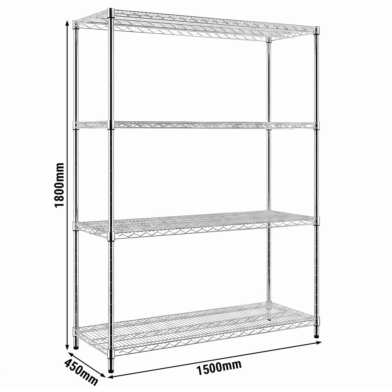 Raft din oțel – 1500 x 450 mm – 4 rafturi – cromat — 3
