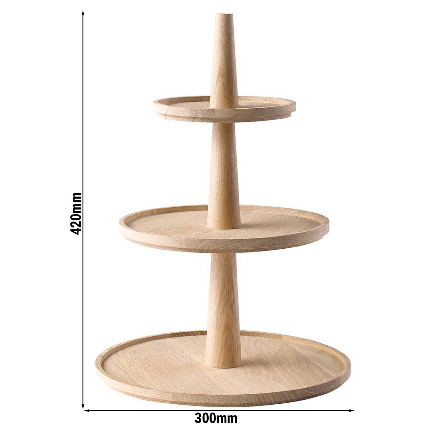 Etajeră - VALO - cu 3 rafturi - rotundă - lemn de stejar - Înălțime: 420 mm — 3