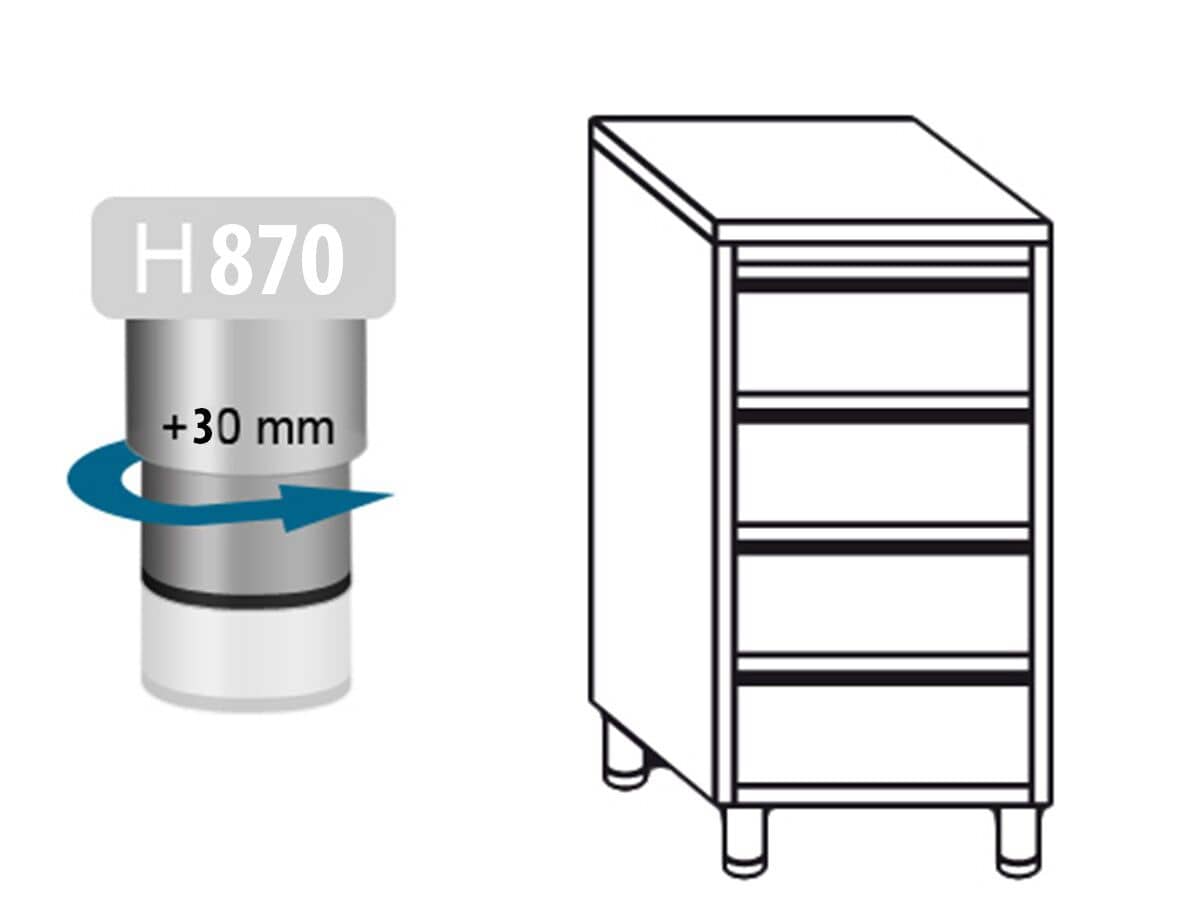 Masă tip dulap PREMIUM - oțel inoxidabil - cu 4 sertare - 500x700 mm — 6