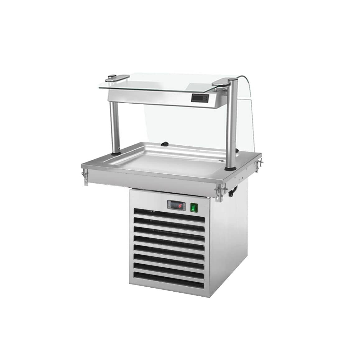 Vitrină frigorifică pentru ingrediente - 800 mm - +2/+8 °C - 2x GN 1/1 - 350 W - cu geam de protecție — 2