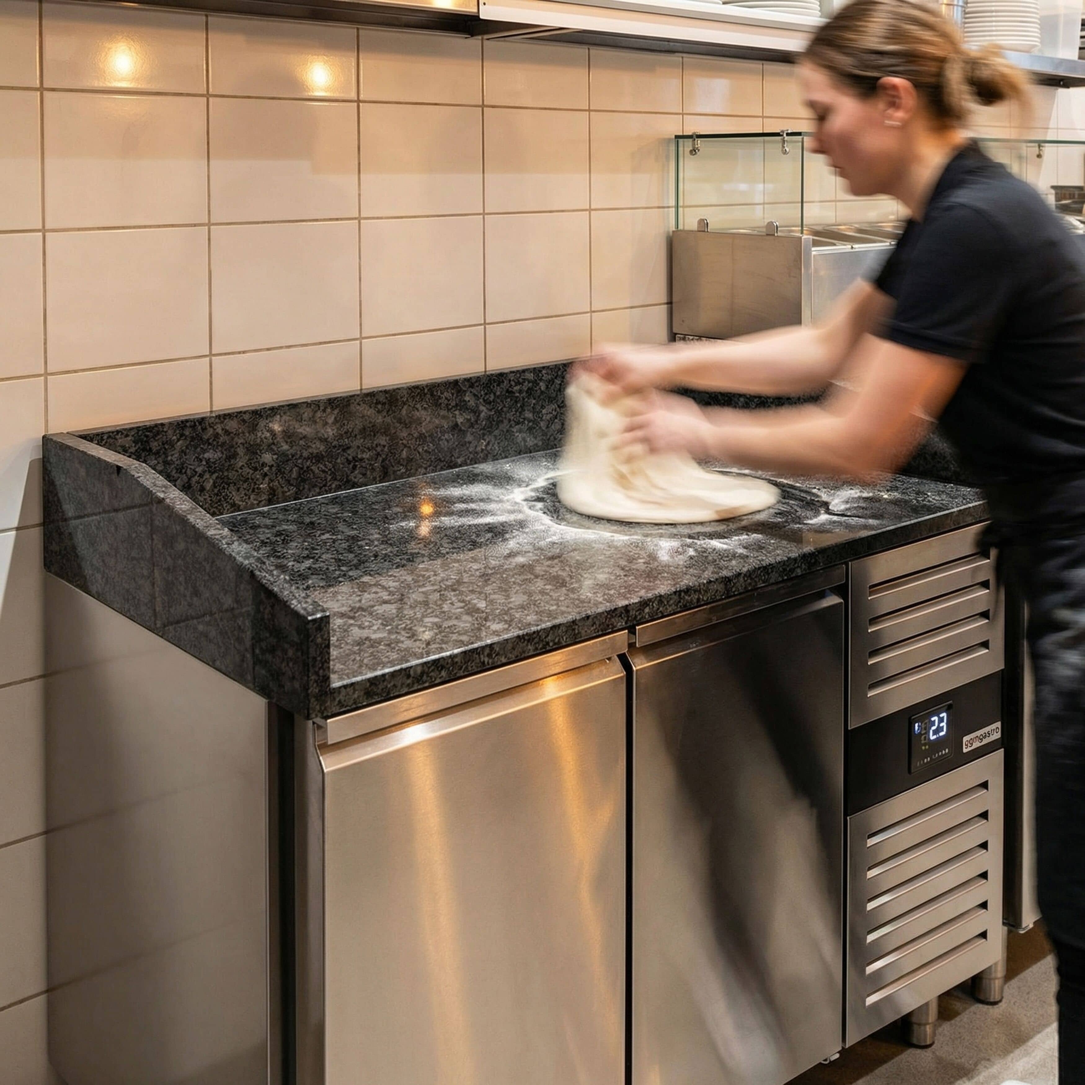 Masă frigorifică pentru preparare pizza PREMIUM - cu blat din granit - 1500x800 mm - cu 2 uși — 13