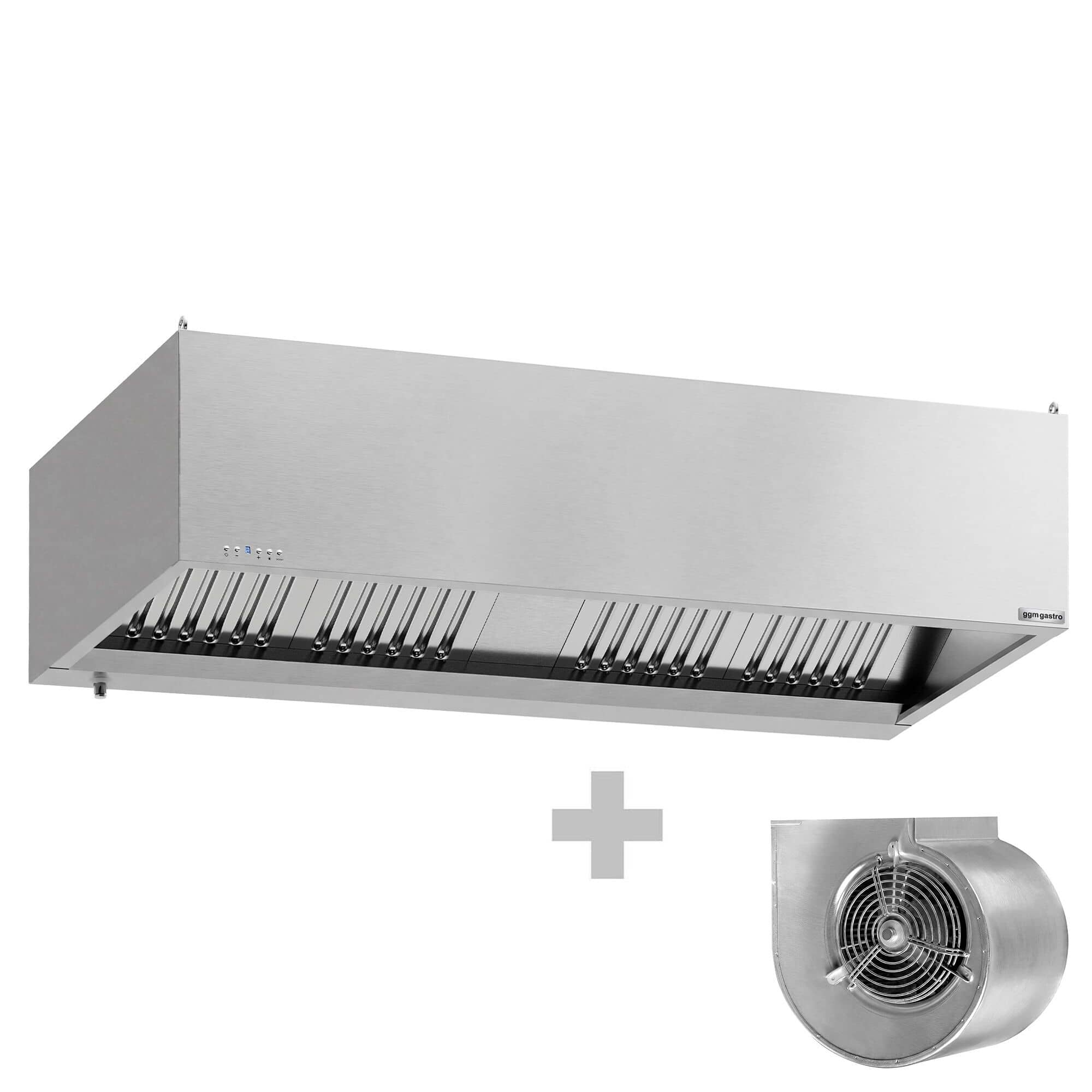 Hotă tip cutie cu motor - 2000 mm - cu regulator de turație, filtre labirint & iluminare LED — 2