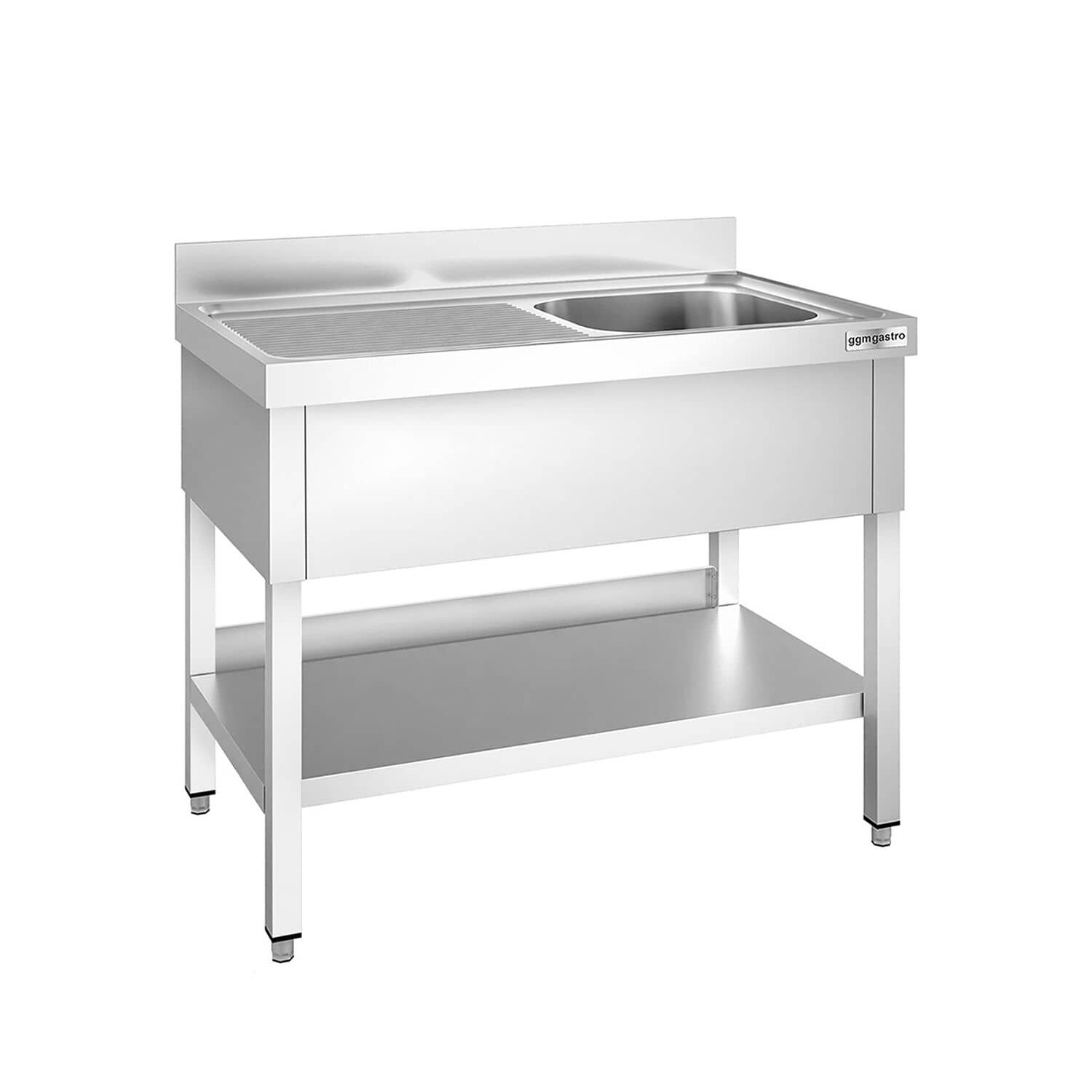 Chiuvetă profesională pentru oale PREMIUM - 1200x700 mm - cu poliță inferioară - cu 1 cuvă - cuva pe dreapta — 2