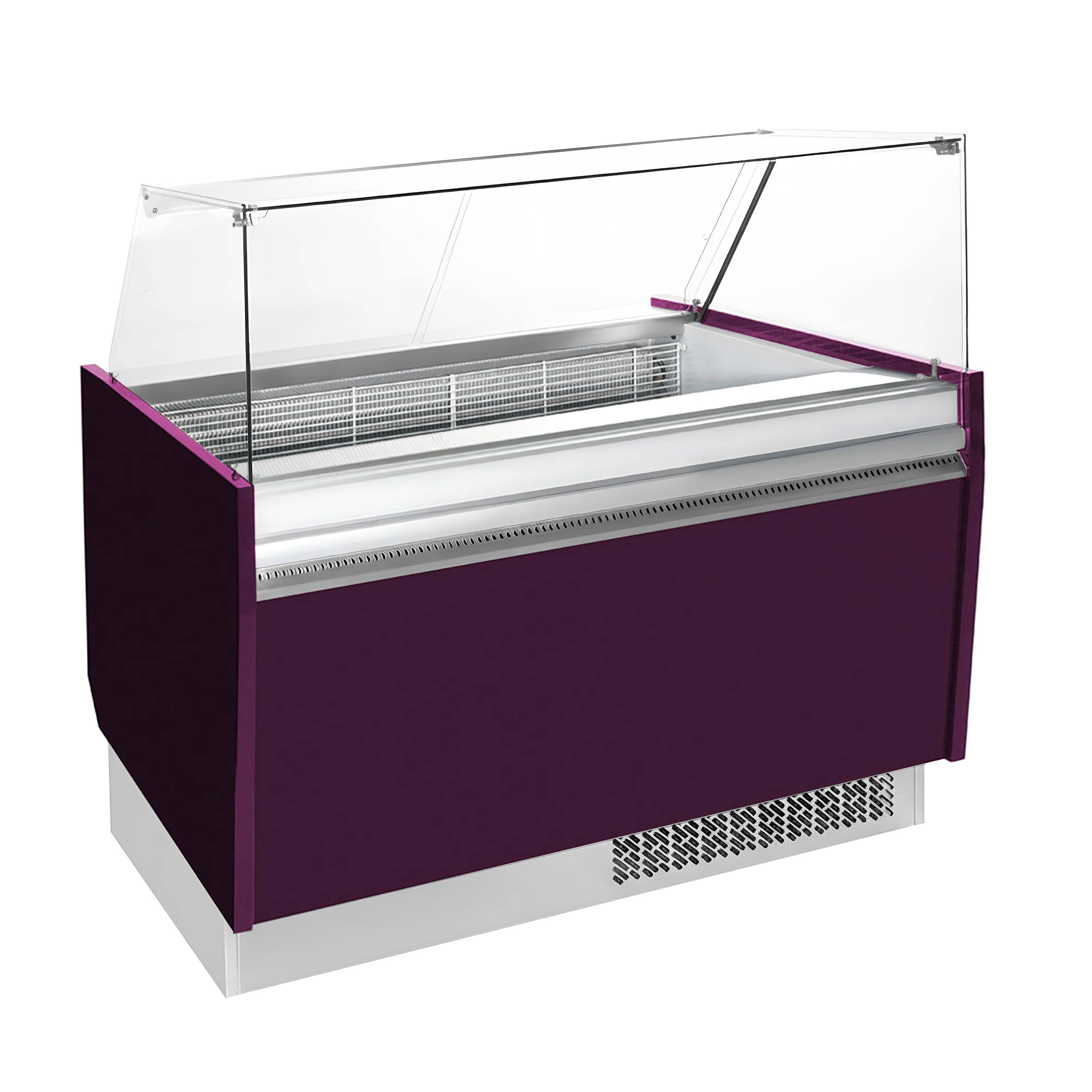 Vitrină pentru înghețată | LIAM - 1310 mm - statică - cu iluminare LED & dezghețare automată - pentru 10+10x cuve de 5 litri pentru înghețată - violet — 4