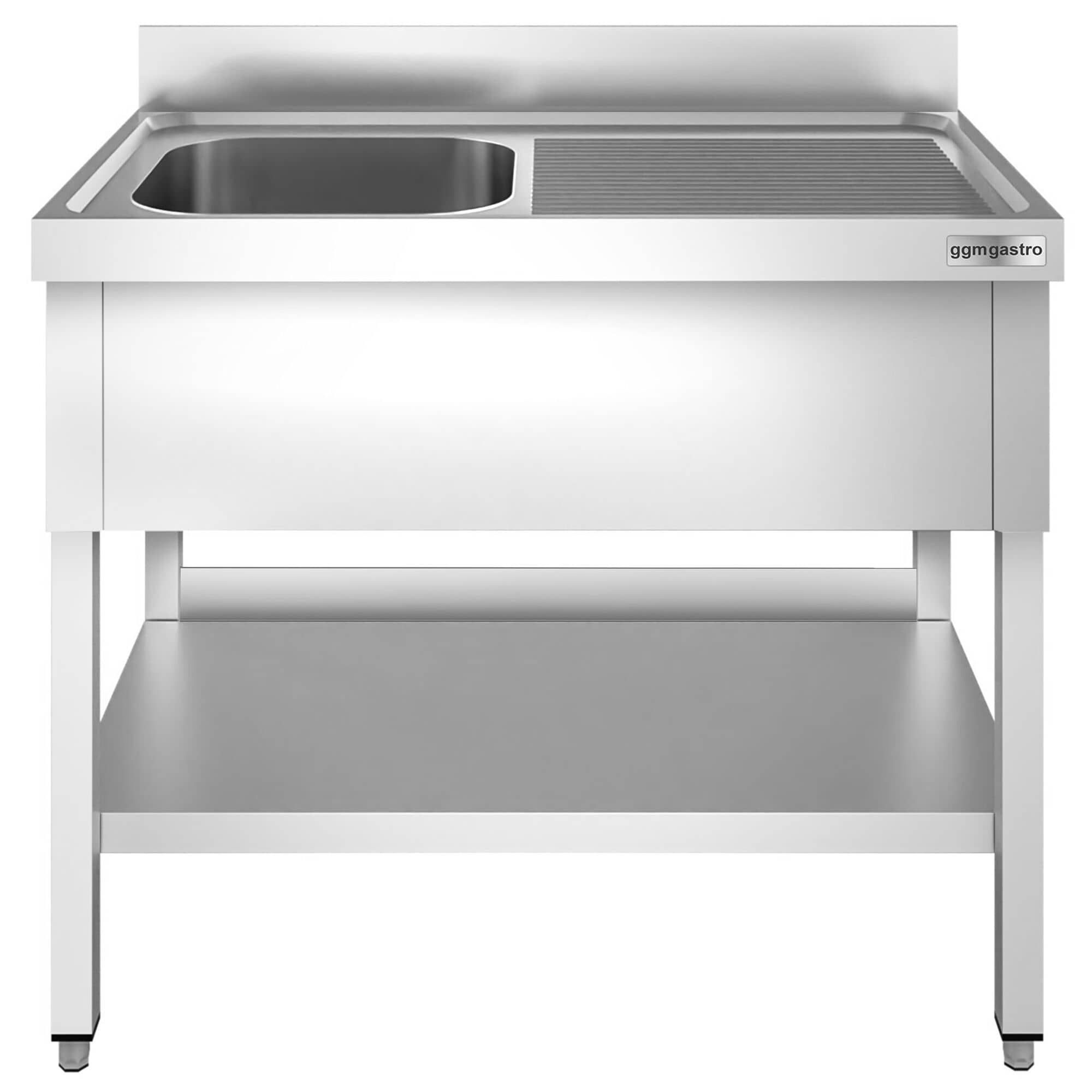 Chiuvetă profesională PREMIUM - 1200x600 mm - cu poliță inferioară - cu 1 cuvă - cuva pe stânga — 4