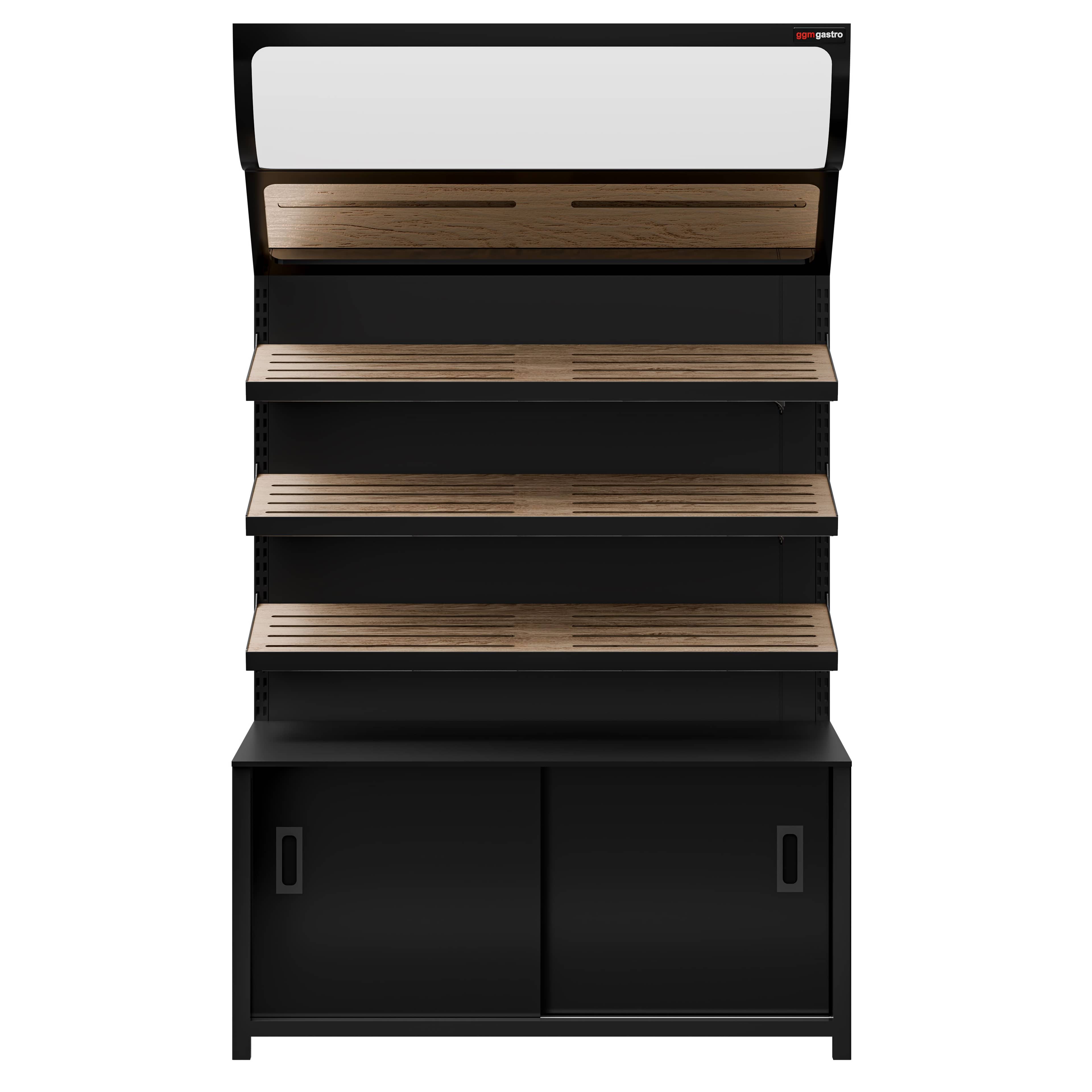 Raft pentru pâine - MADRID - 1200 mm - cu 3 rafturi - Negru mat — 5
