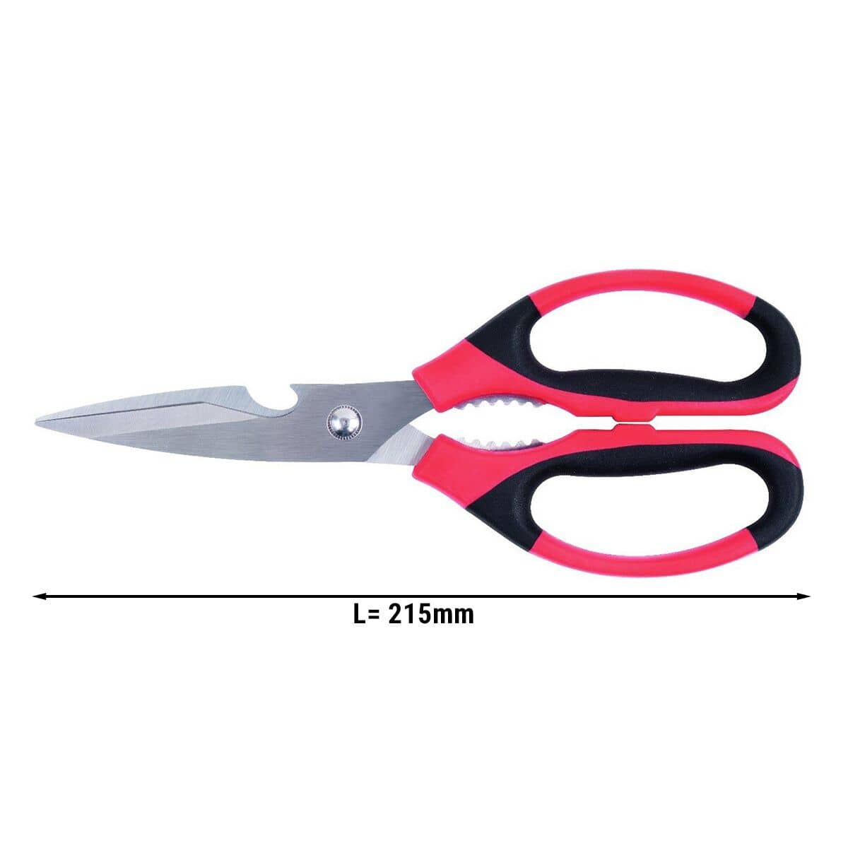 Foarfecă universală de bucătărie - 249 / 110 mm - din oțel inoxidabil - 2 funcții - cu deschizător de sticle, deschizător pentru capace filetate — 3