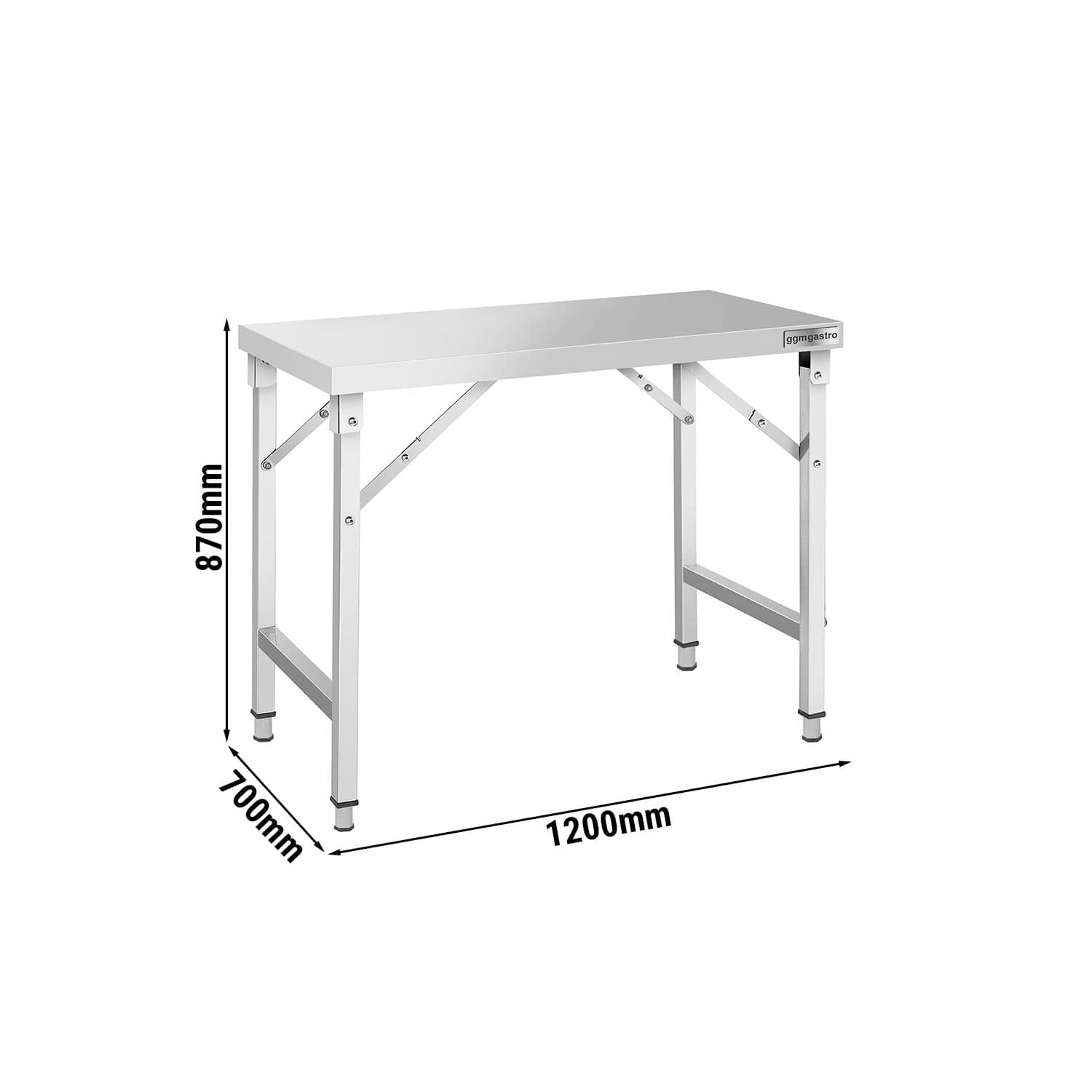 Masă de lucru din oțel inoxidabil – pliabilă – 1200 x 700 mm — 3