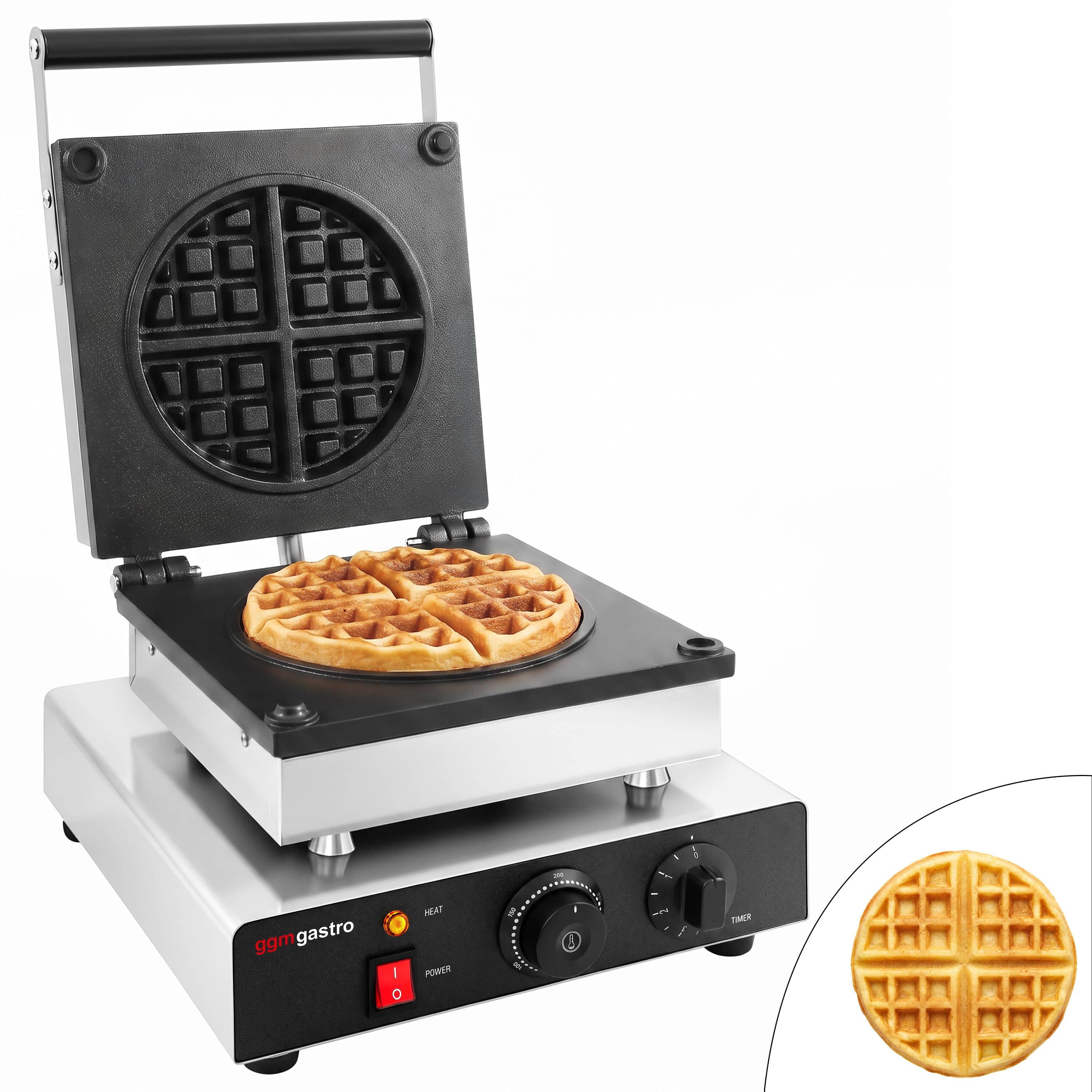 Aparat de vafe – individual – manual – 1,75 kW – Formă: vafă americană – plăci de coacere cu strat de teflon — 2