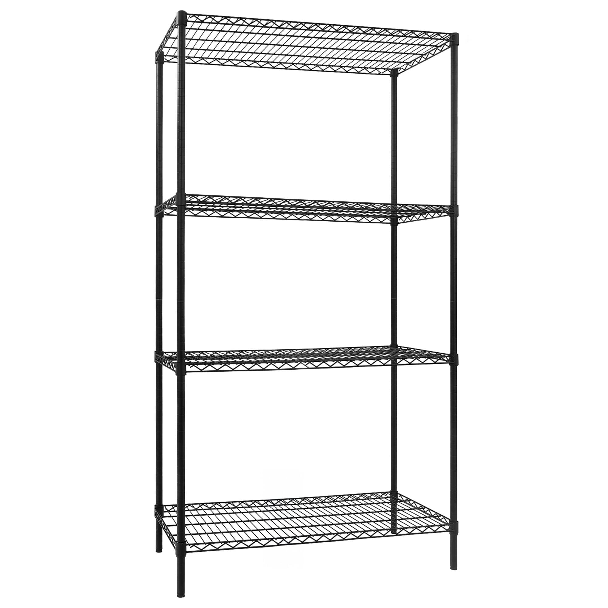 Raft metalic - Modul de bază - 900x450x(H)1800 mm - Adâncime: 450 mm - cu 4 polițe grilaj - negru - Capacitate totală: 180 kg — 2