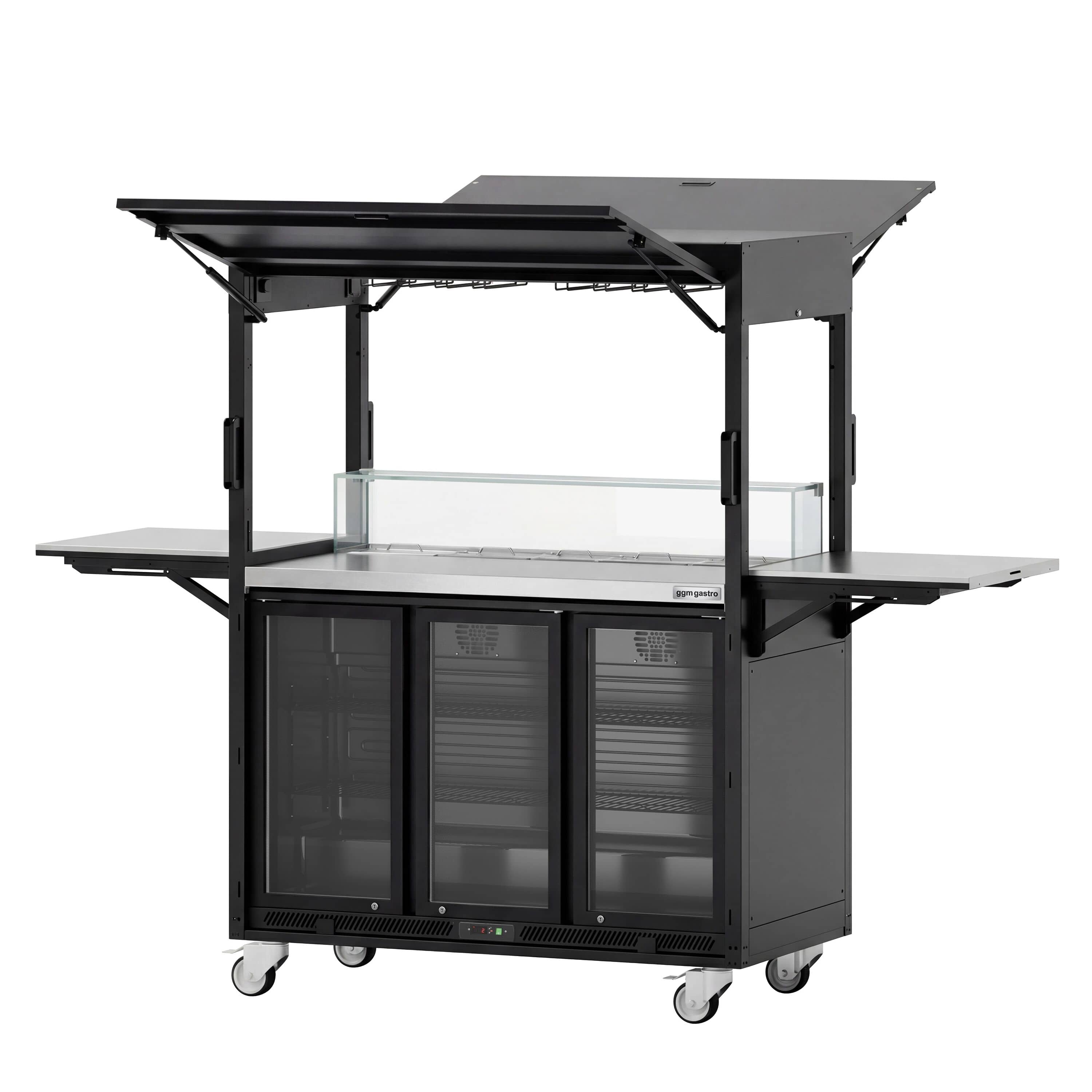 Stație mobilă pentru cocktailuri - cu frigider bar, suprafață de lucru, suport pentru pahare și iluminare LED - pliabilă — 7