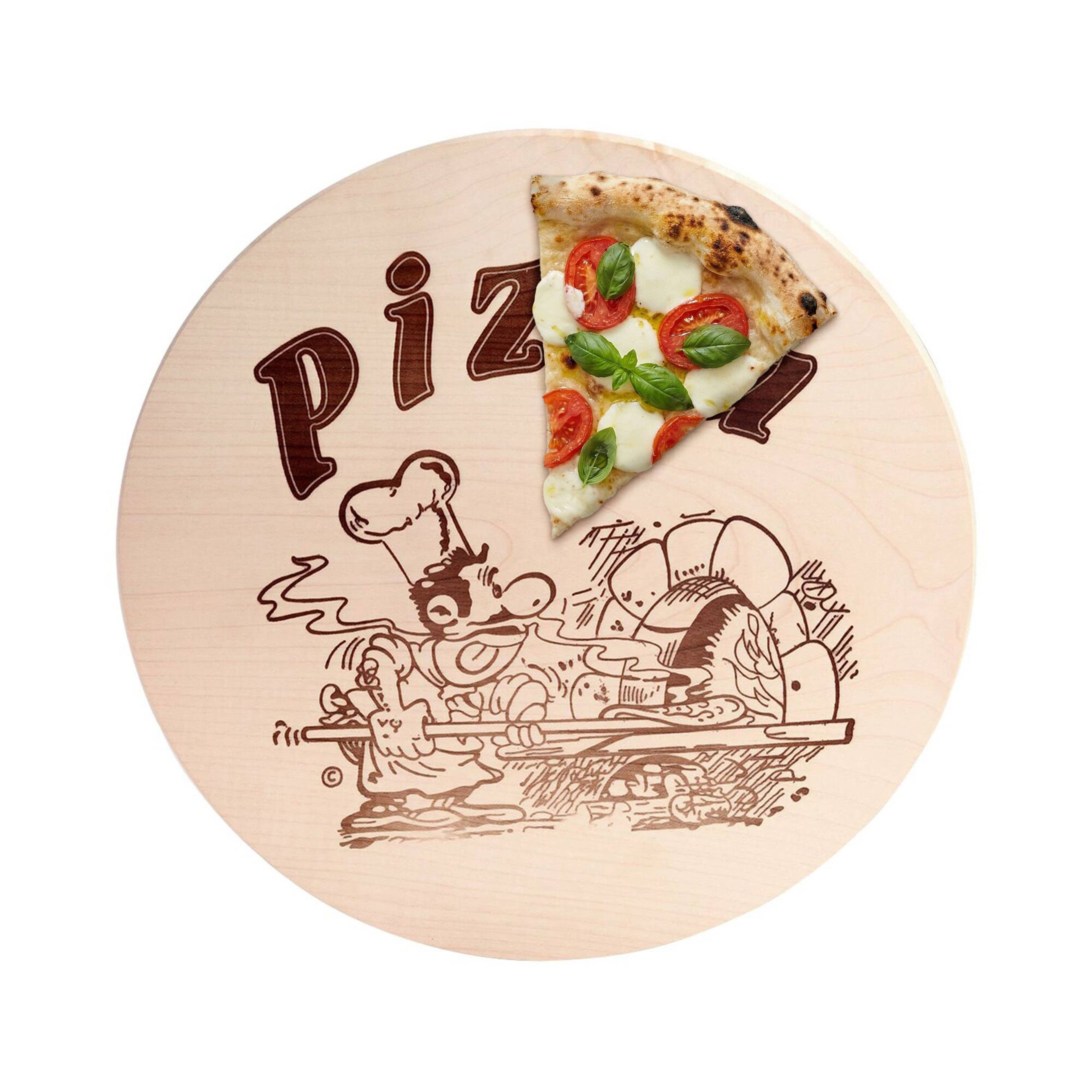 Farfurie pentru pizza din lemn de arțar - Ø 300 mm - cu motiv gravat — 2