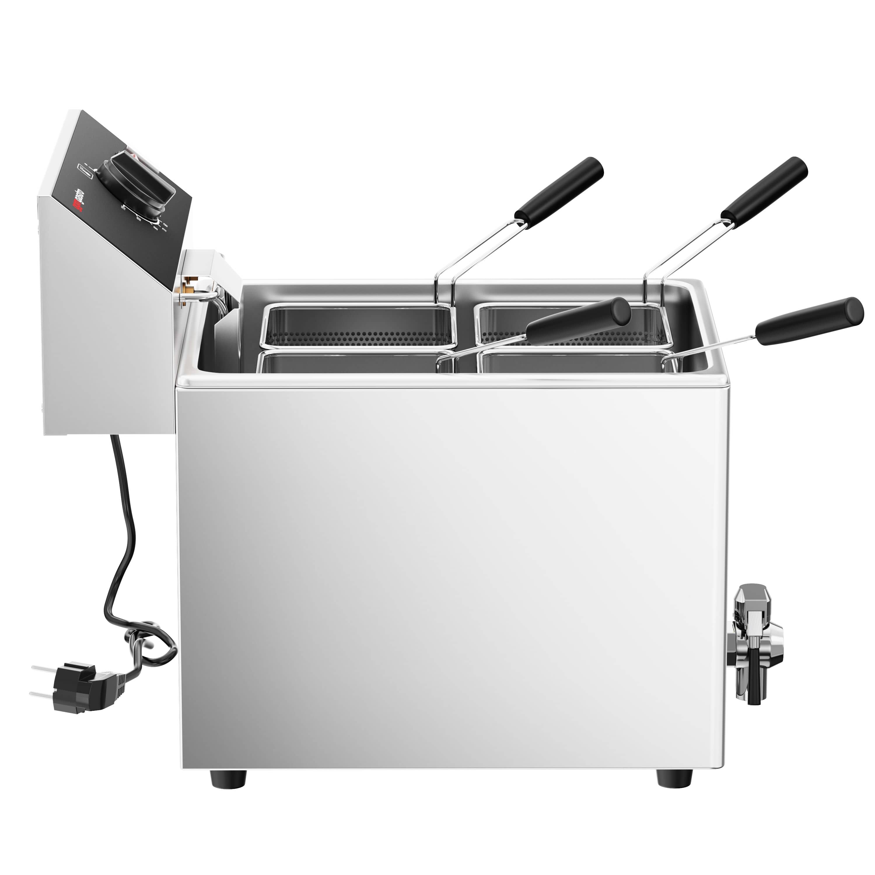 Electric Fierbător de paste profesional - de banc - 8 litri - 3,25 kW - cu robinet de scurgere - incl. 4 coșuri — 8
