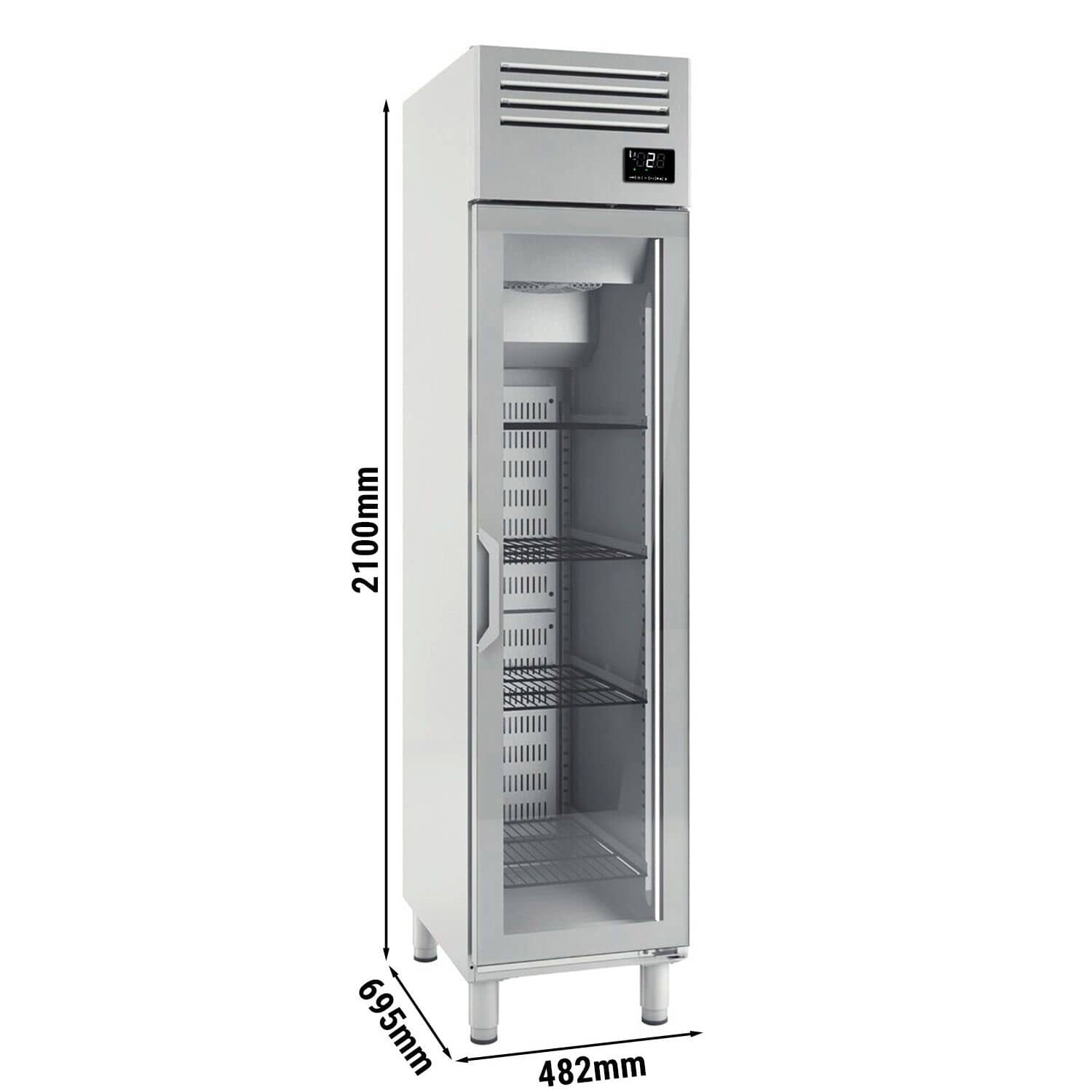 Dulap frigorific profesional din inox inoxidabil PREMIUM PLUS - GN 1/1 - 325 l - -2/+6 °C - cu 1 ușă din sticlă - răcire ventilată; agent R290; iluminare LED; dezghețare automată — 3
