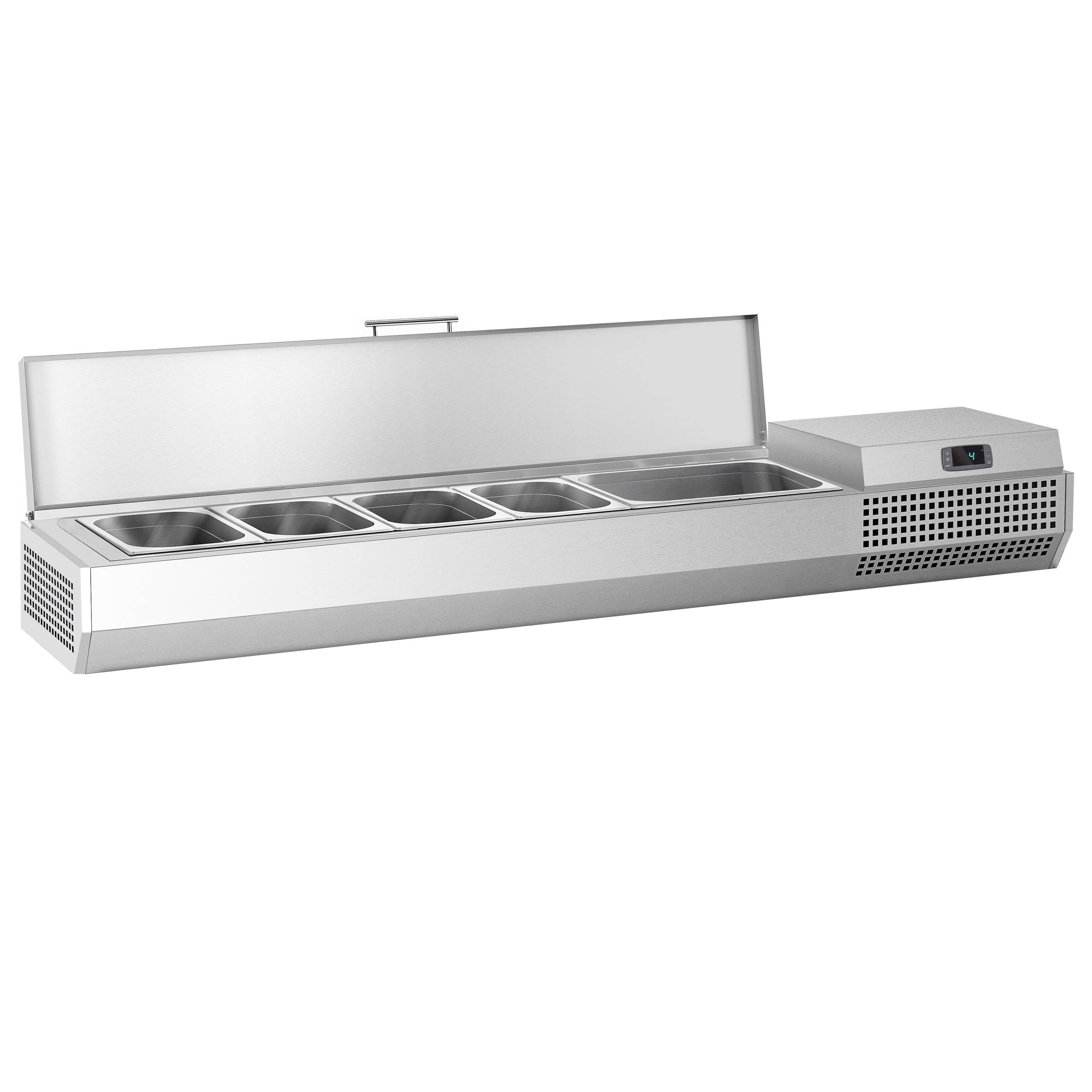 Masă frigorifică pentru preparare pizza PREMIUM PLUS - cu blat din granit - 1490x700 mm - cu 2 uși - cu vitrină de ingrediente - 6x GN 1/4 — 5