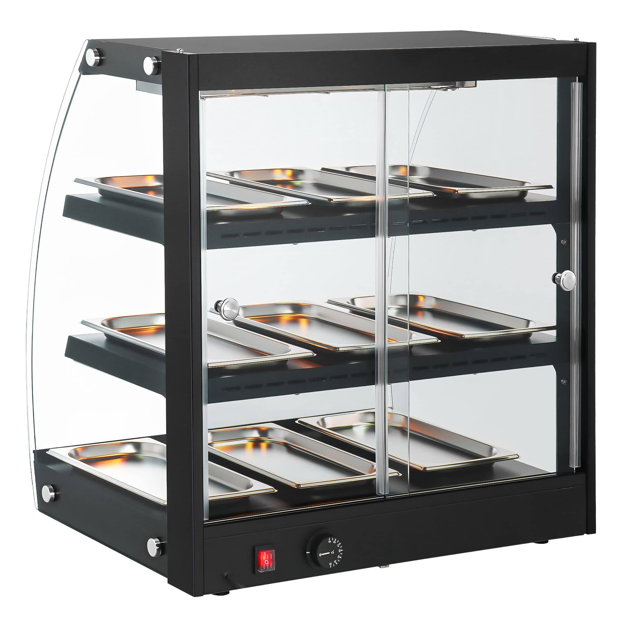 Vitrină caldă de banc - 648 mm - 1,16 kW - cu 3 rafturi - negru — 8
