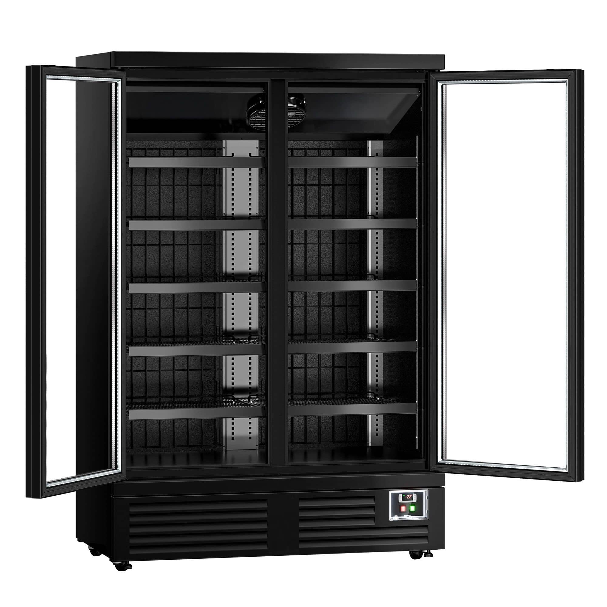 Vitrină congelatoare de perete – 1310 mm – 991 litri – cu 2 uși batante cu geam dublu și 5 rafturi — 5