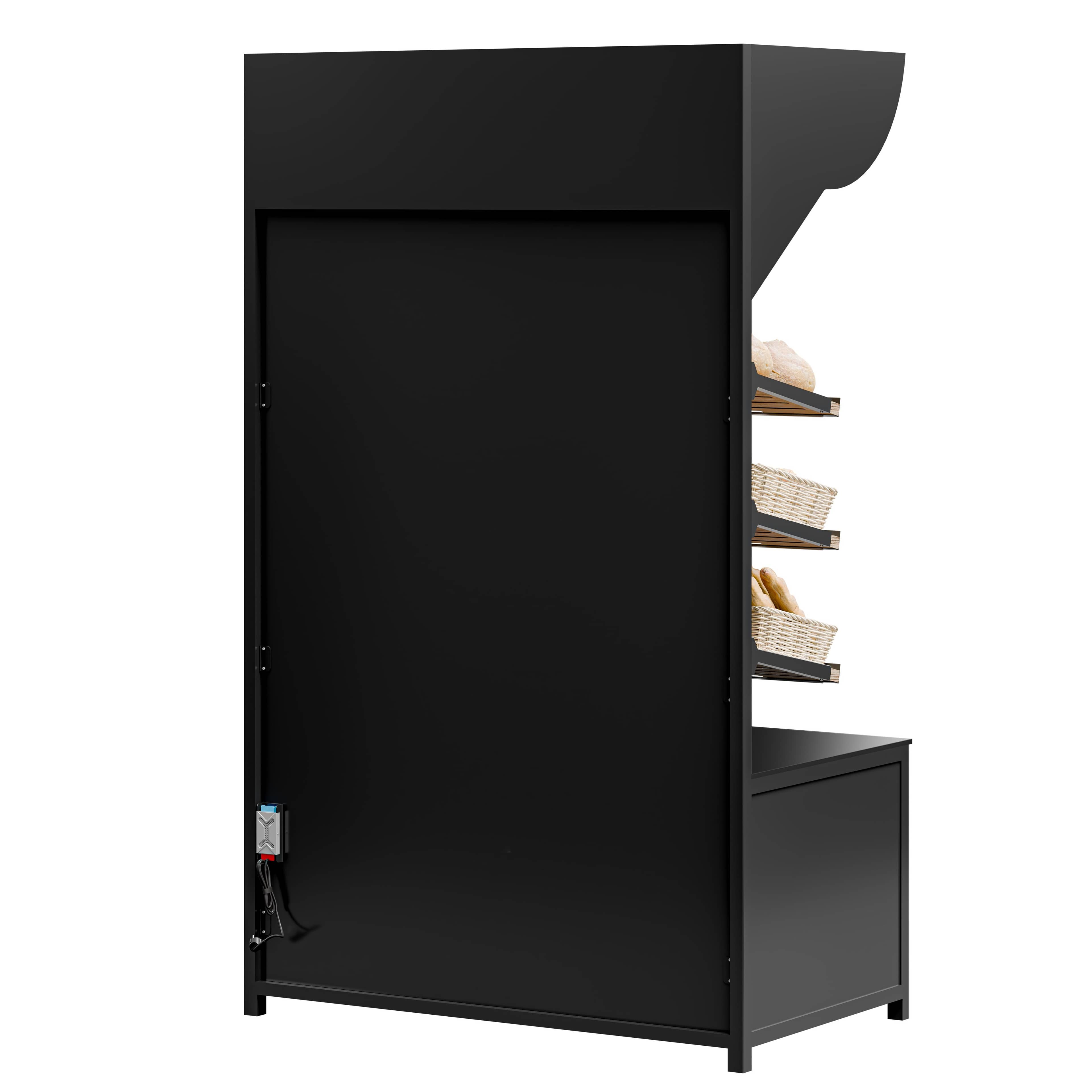 Raft pentru pâine - MADRID - 1200 mm - cu 3 rafturi - Negru mat — 7