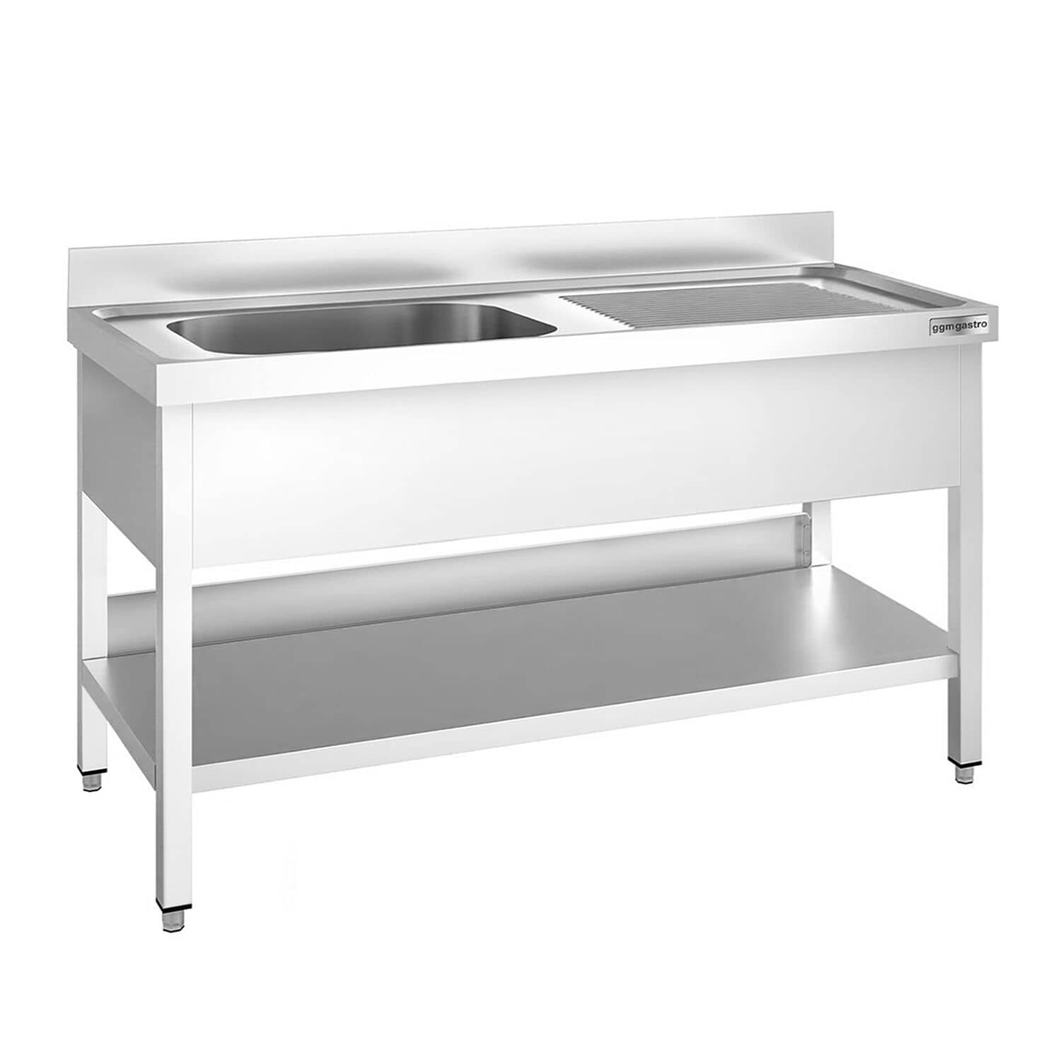 Chiuvetă profesională pentru oale PREMIUM - 1400x700 mm - cu poliță inferioară - cu 1 cuvă - cuva pe stânga — 2