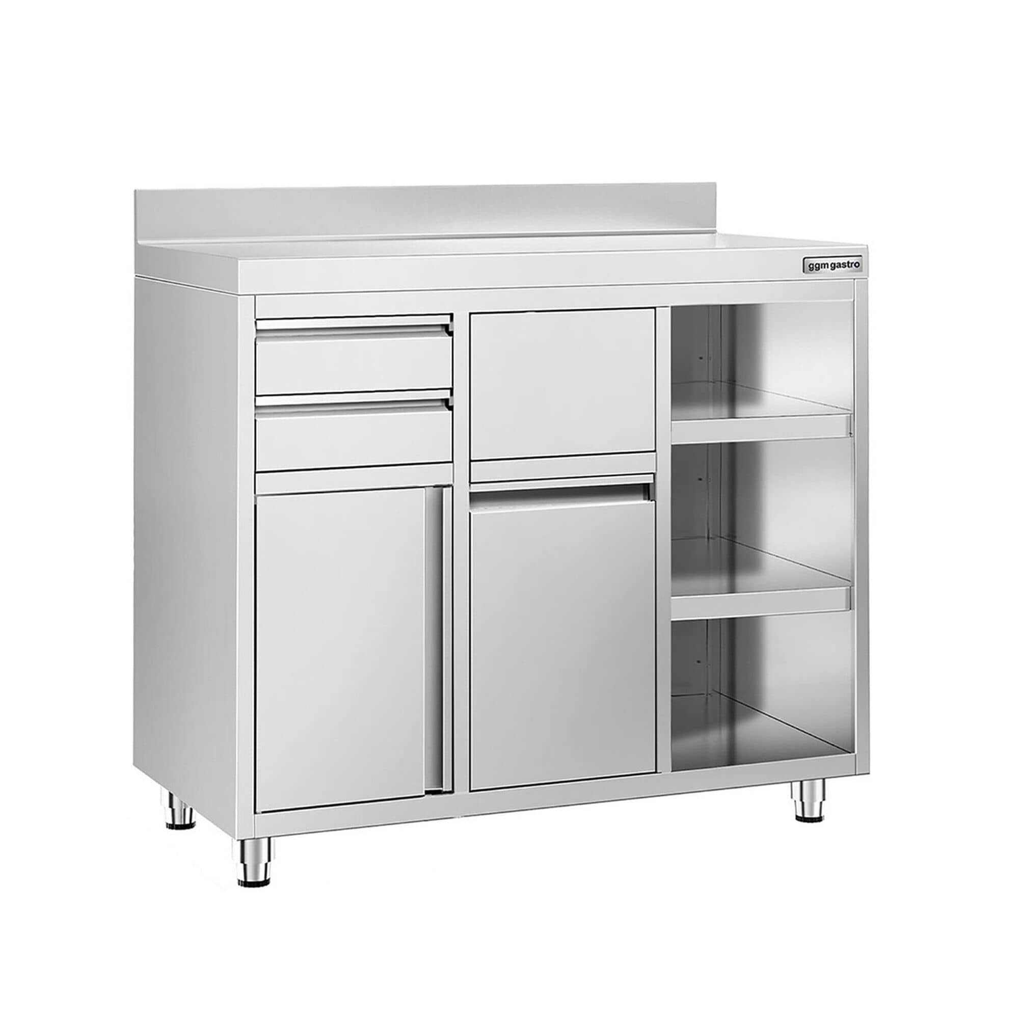 Masă suport espressor din oțel inoxidabil - 1200x600 mm - 2 uși batante - cu rebord — 2