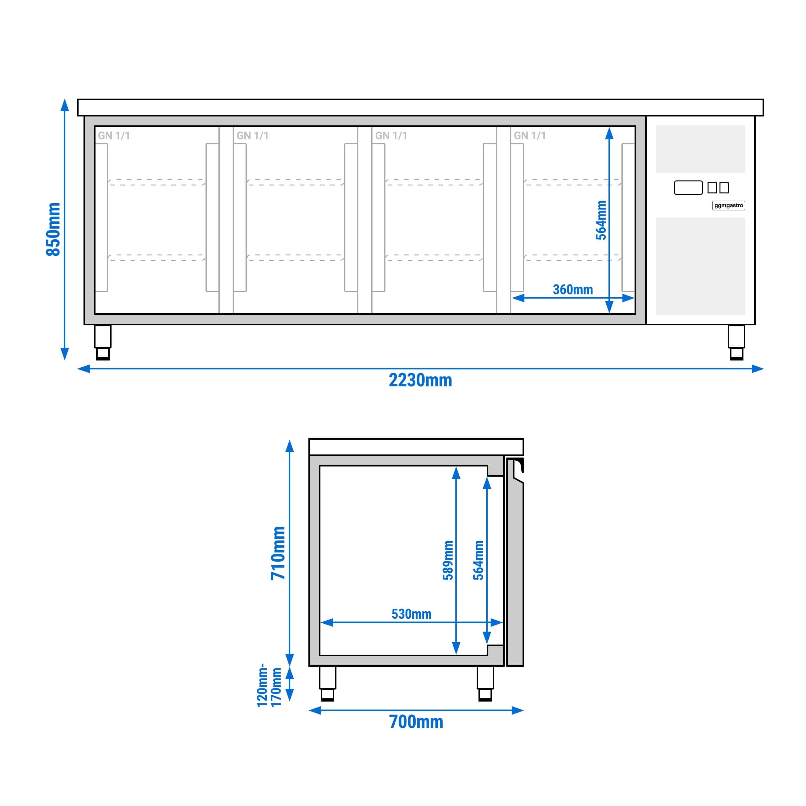 Masă congelatoare ECO - 2230x700mm - 553 L - cu 4 uși — 12
