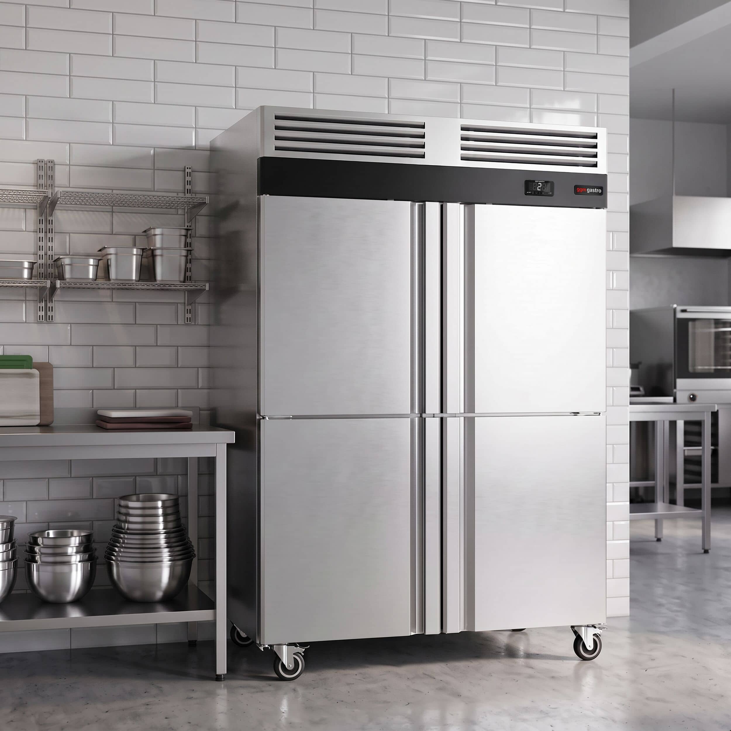 Frigider de depozitare din oțel inoxidabil ECO – GN 1/1 – 1700 litri – cu 4 uși jumătate — 16