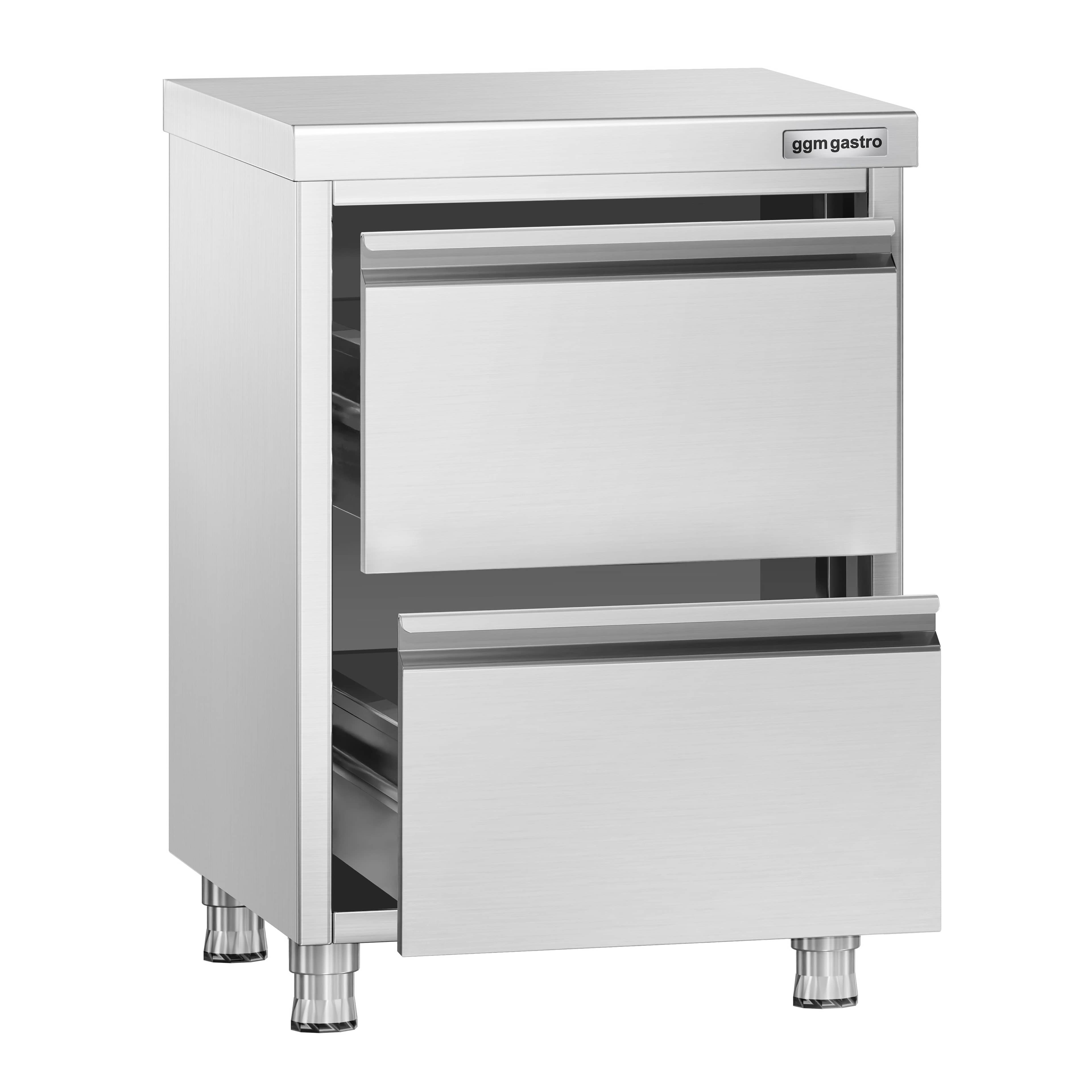 Masă tip dulap PREMIUM - oțel inoxidabil - cu 2 sertare - 500x600 mm — 4