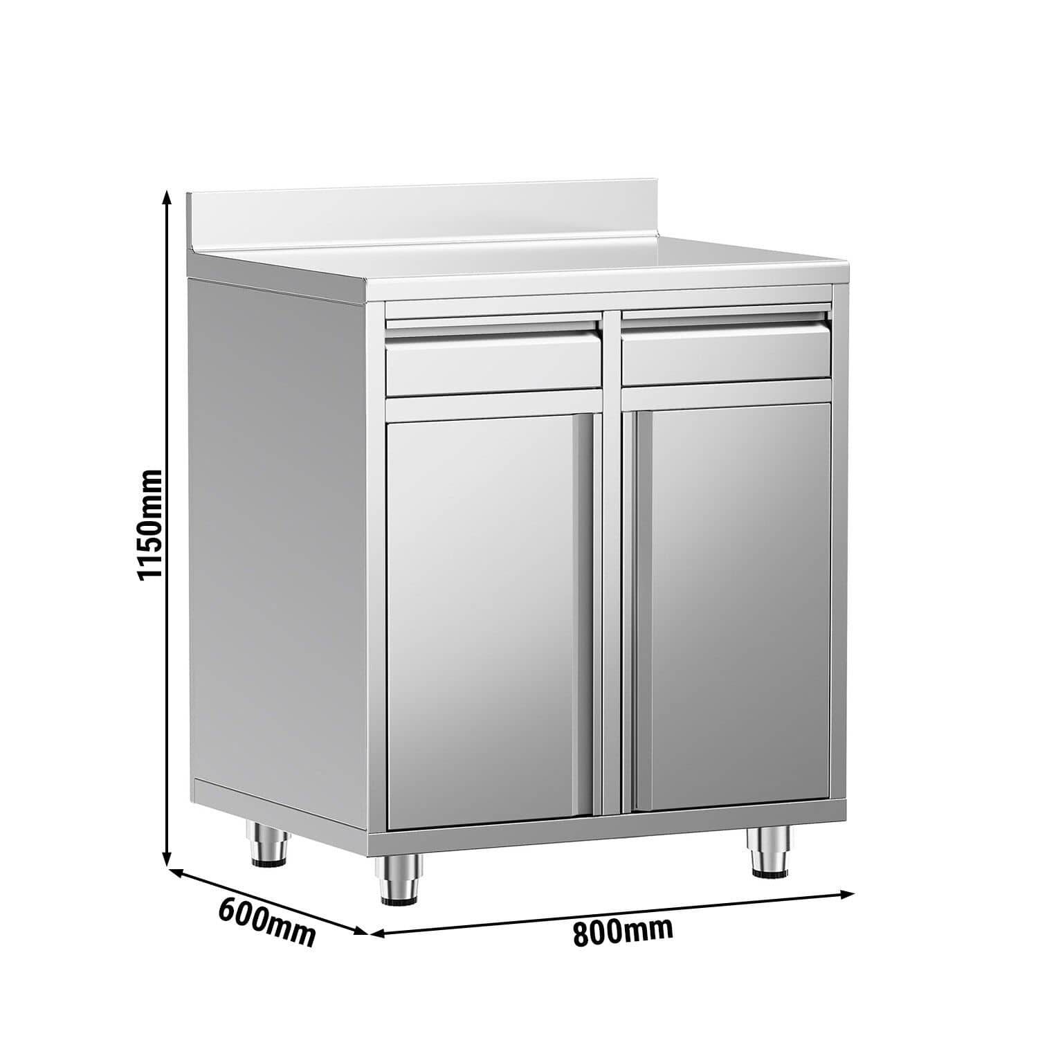 Masă suport espressor din oțel inoxidabil - 800x600 mm - 2 uși batante - cu rebord — 3