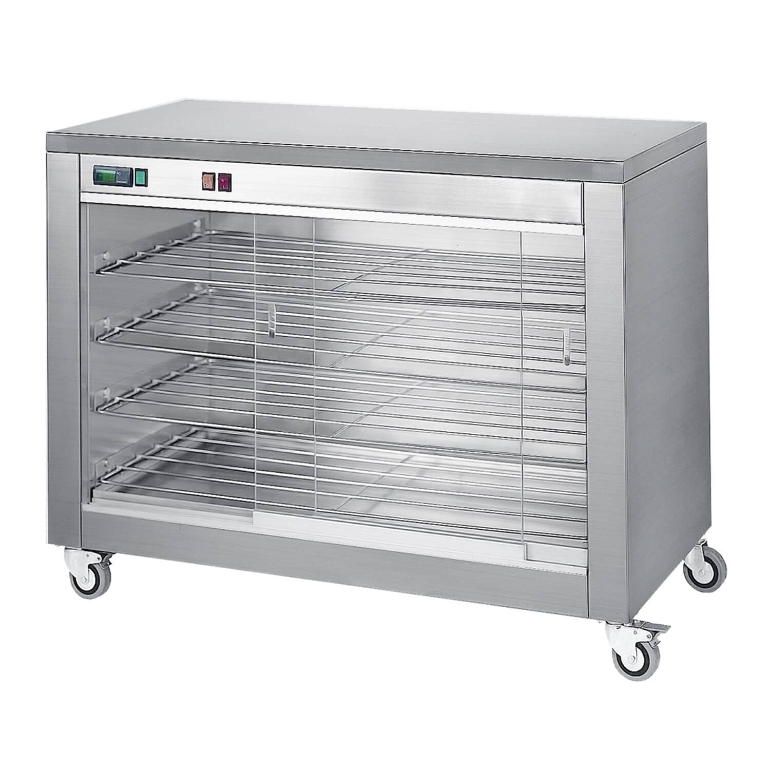 Dulap de încălzire cu ușă glisantă din sticlă și 4 rafturi - 940 x 690 x 880 mm — 2