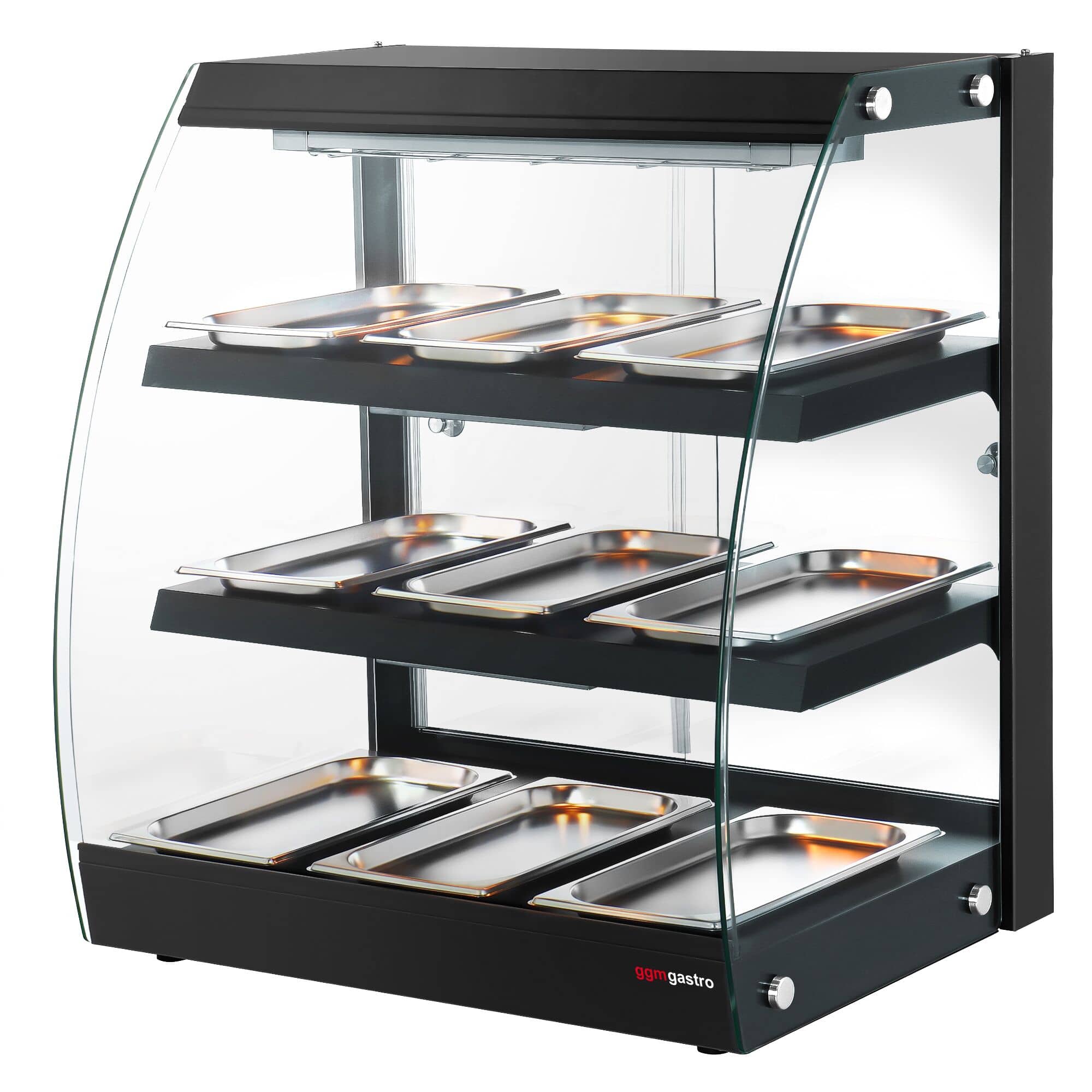 Vitrină caldă de banc - 648 mm - 1,16 kW - cu 3 rafturi - negru — 7