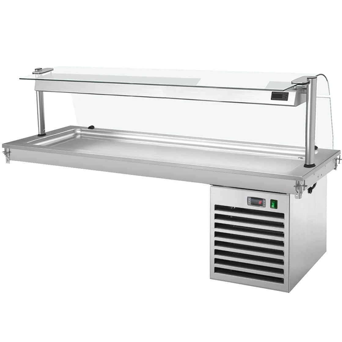 Vitrină frigorifică pentru ingrediente - 2100 mm - +2/+8 °C - 6x GN 1/1 - 700 W - cu geam de protecție — 2