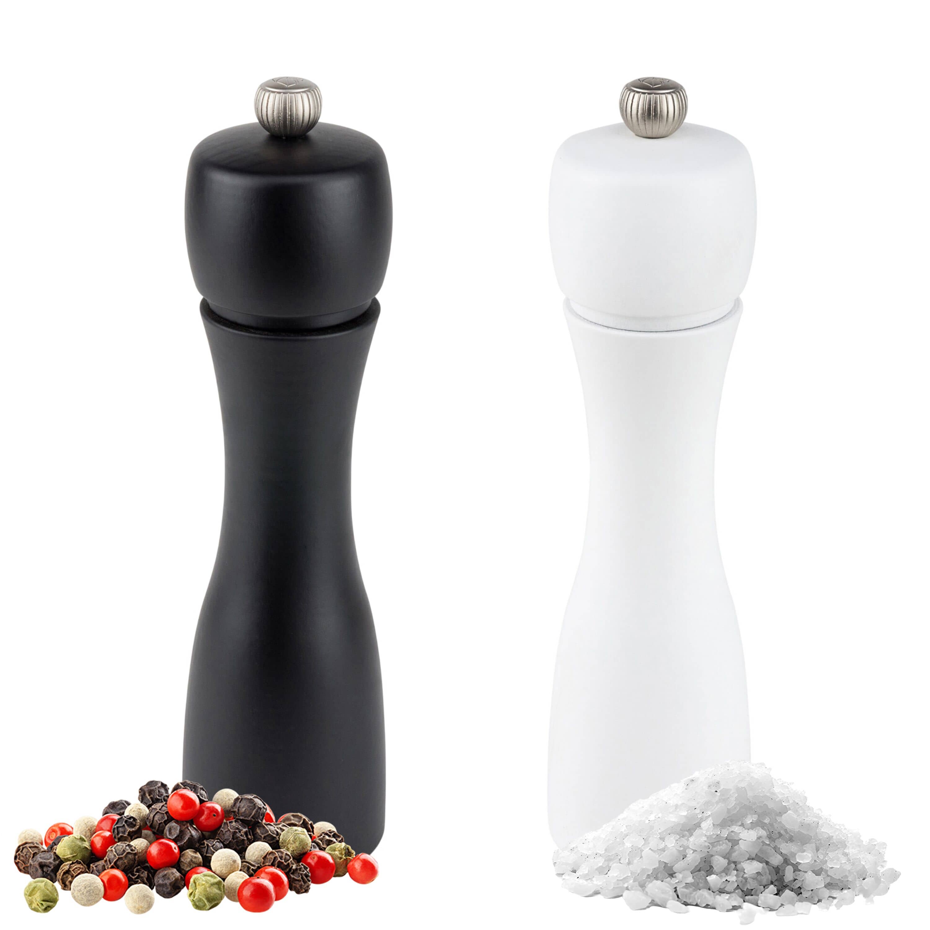 (6 bucăți) PEUGEOT | TAHITI - Râșniță pentru sare și piper - Lemn - Negru / Alb mat - Înălțime: 200 mm — 2