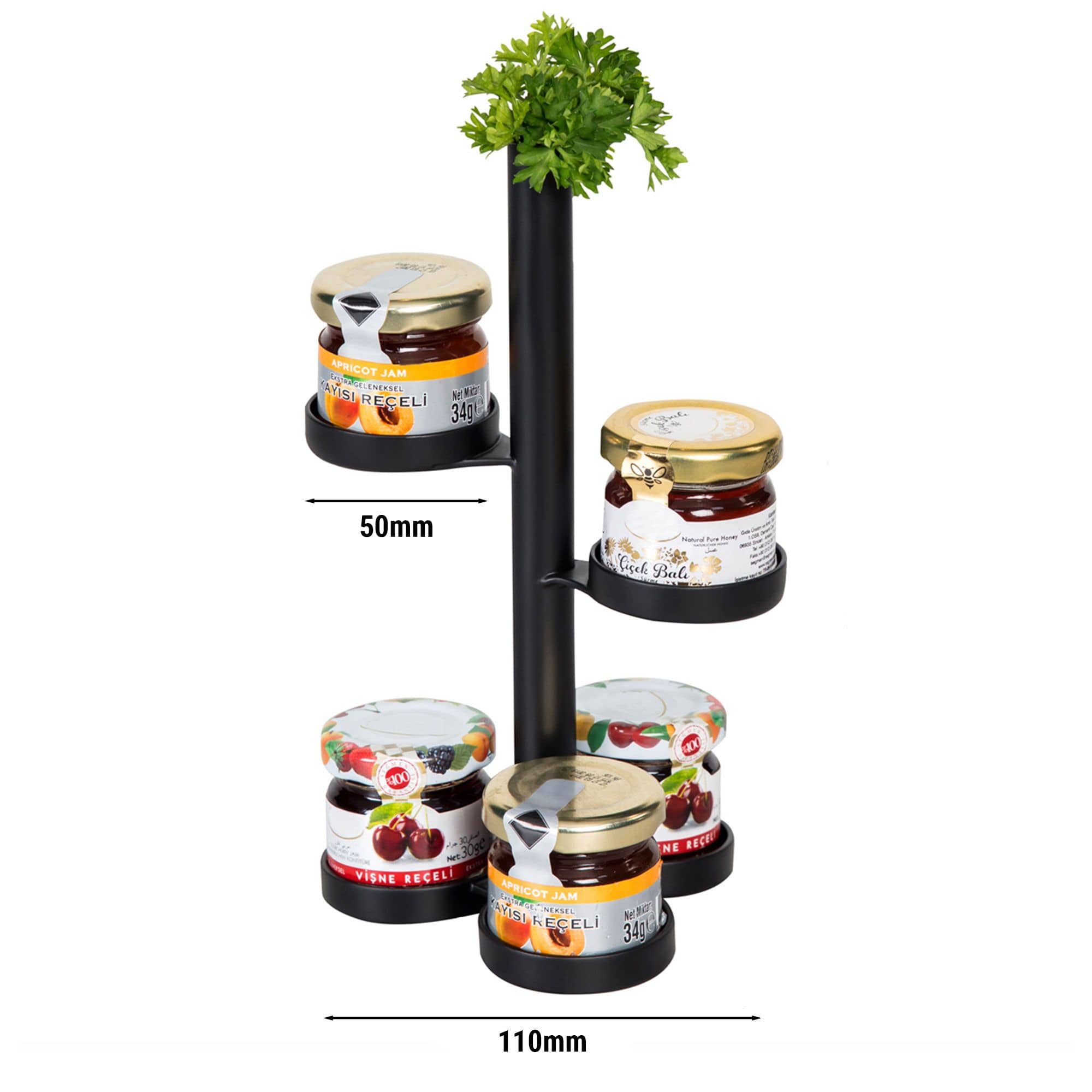 Etajeră pentru gem - oțel inoxidabil, negru - 5 niveluri - Înălțime: 200 mm — 5