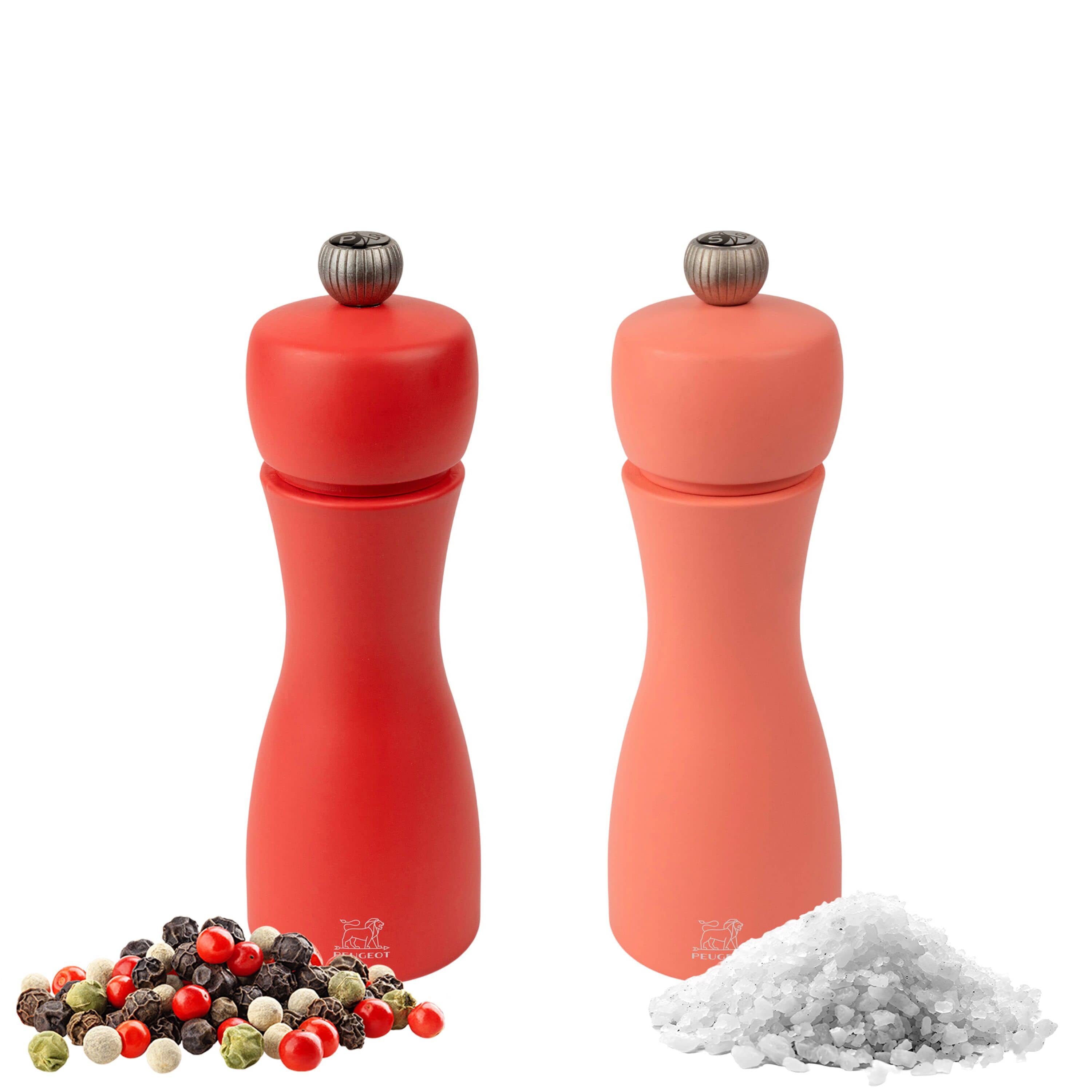 (6 bucăți) PEUGEOT | TAHITI FEUER - Râșniță pentru sare și piper - Lemn - Roșu - Înălțime: 150 mm — 2