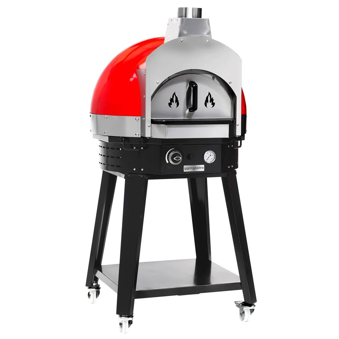 Cuptor pizza pe gaz - 850x920x1450 mm - până la 400 °C - Control manual - roșu - incl. Cadru inferior — 2