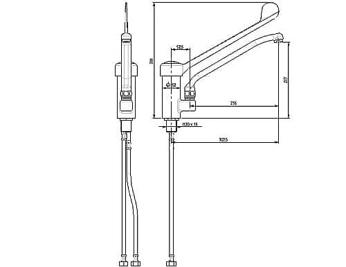 Baterie cu un singur orificiu [3000] - pentru apă rece și caldă - cu mixer monocomandă, pipă pivotantă & montaj pe blat — 3