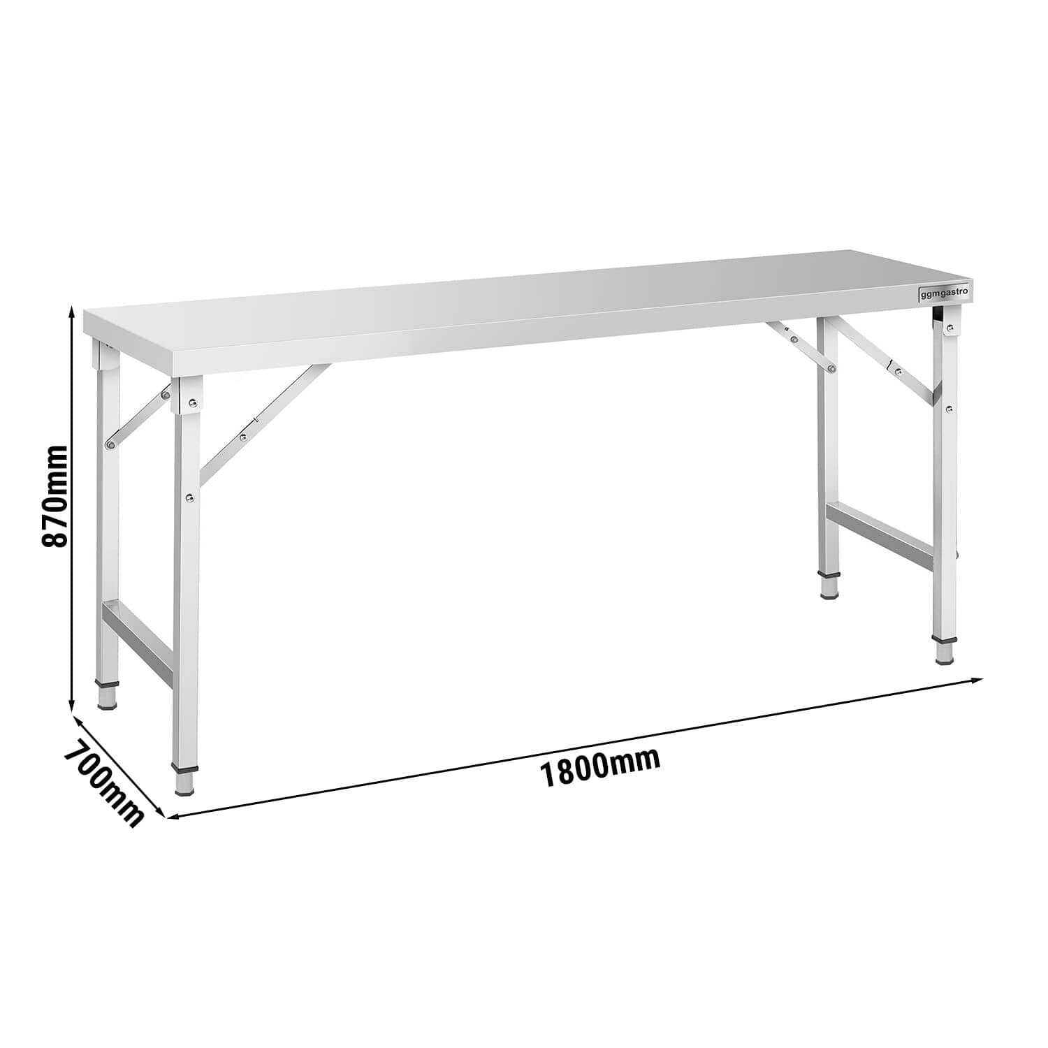 Masă de lucru din oțel inoxidabil – pliabilă – 1800 x 700 mm — 3