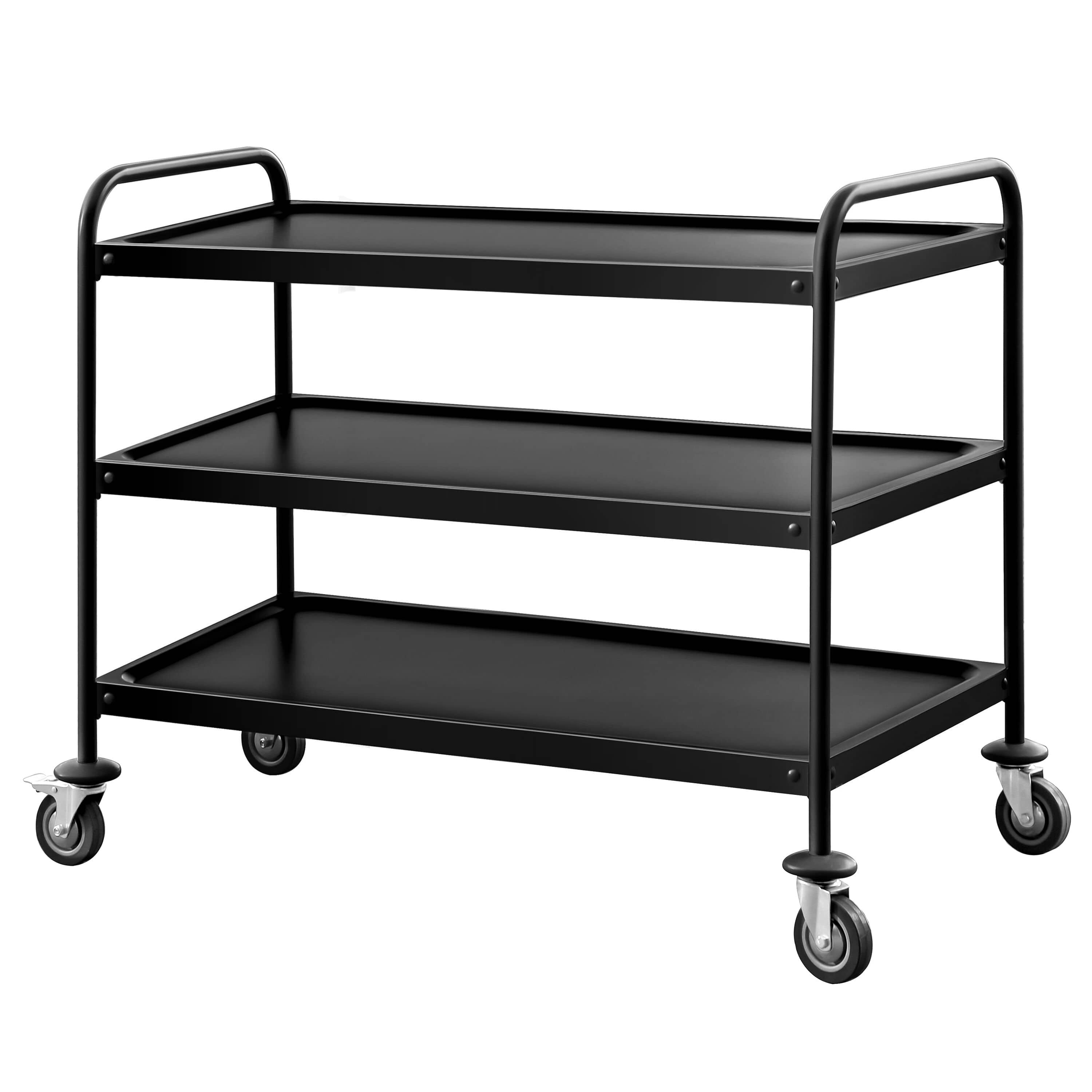 Cărucior de servire – 1200 x 600 mm – cu 3 rafturi – Negru — 5