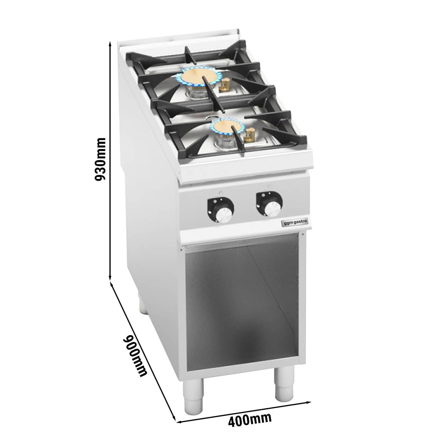 Mașină de gătit / Aragaz profesional pe gaz - seria 900 - 400x900x(H)930 mm - 16 kW - 2 arzătoare — 3