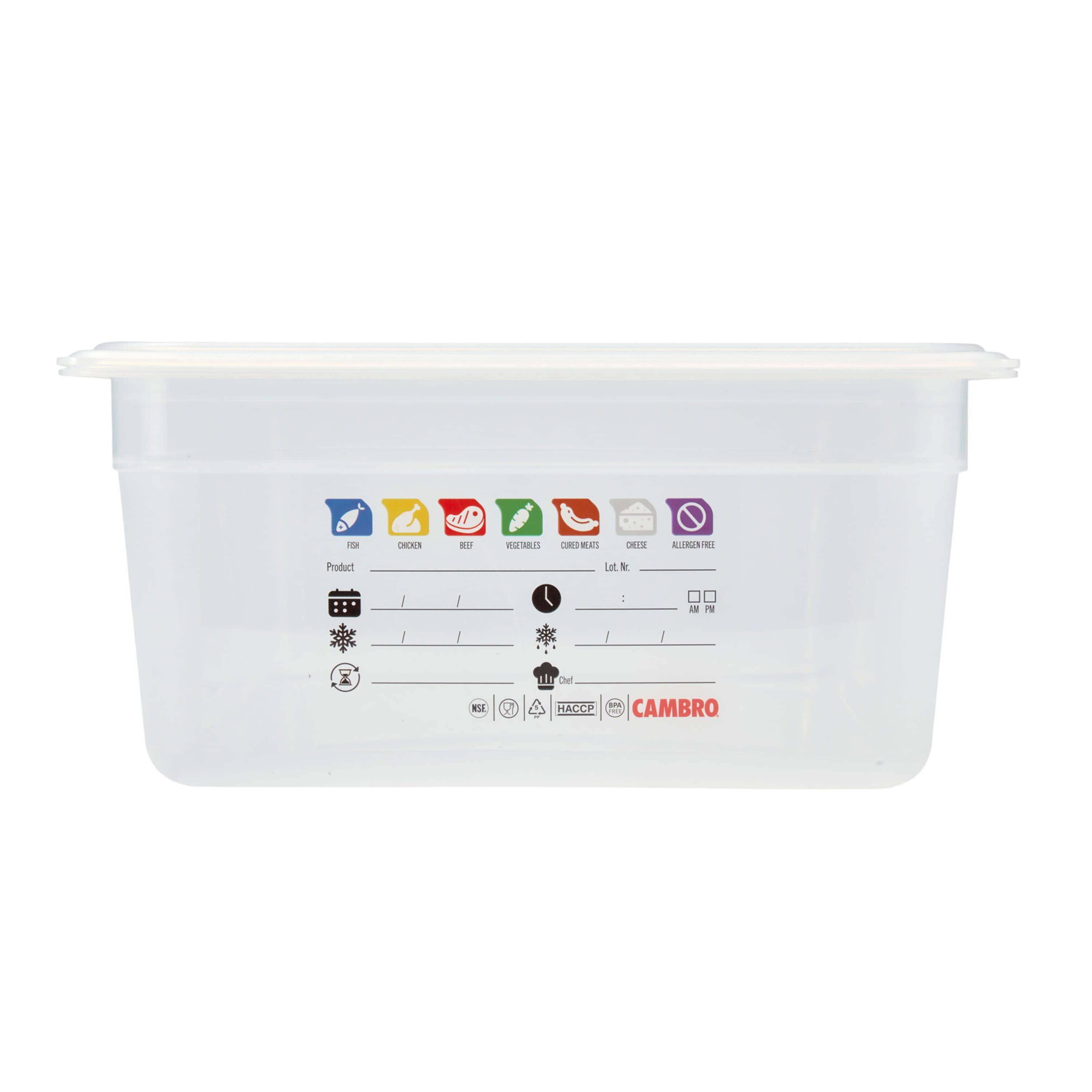 (6 bucăți) CAMBRO | SafeTrak - Recipiente din polipropilenă GN 1/1 - Lăptos - Înălțime: 150mm — 6