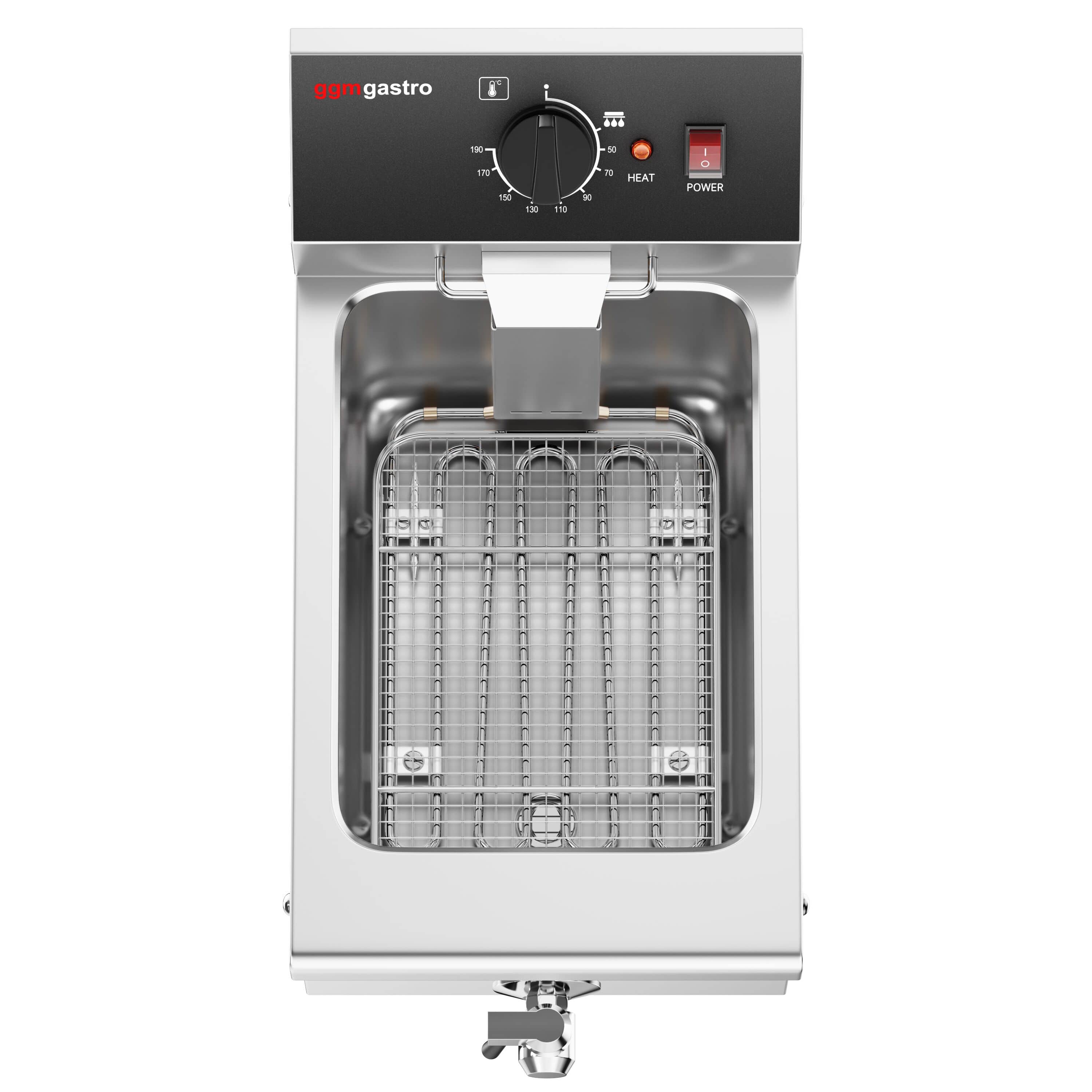 Friteuză electrică - de banc - 8 litri - 3,25 kW - control mecanic - cu robinet de scurgere — 9