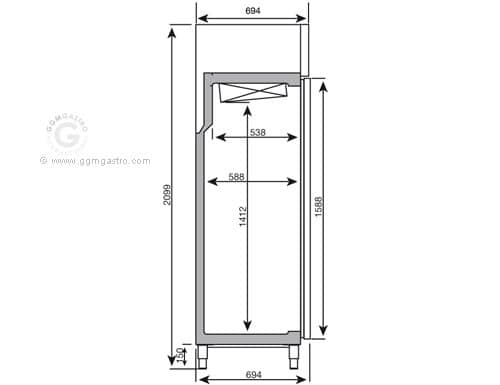 Dulap frigorific profesional din inox inoxidabil PREMIUM PLUS - GN 1/1 - 325 l - -2/+6 °C - cu 1 ușă din sticlă - răcire ventilată; agent R290; iluminare LED; dezghețare automată — 6
