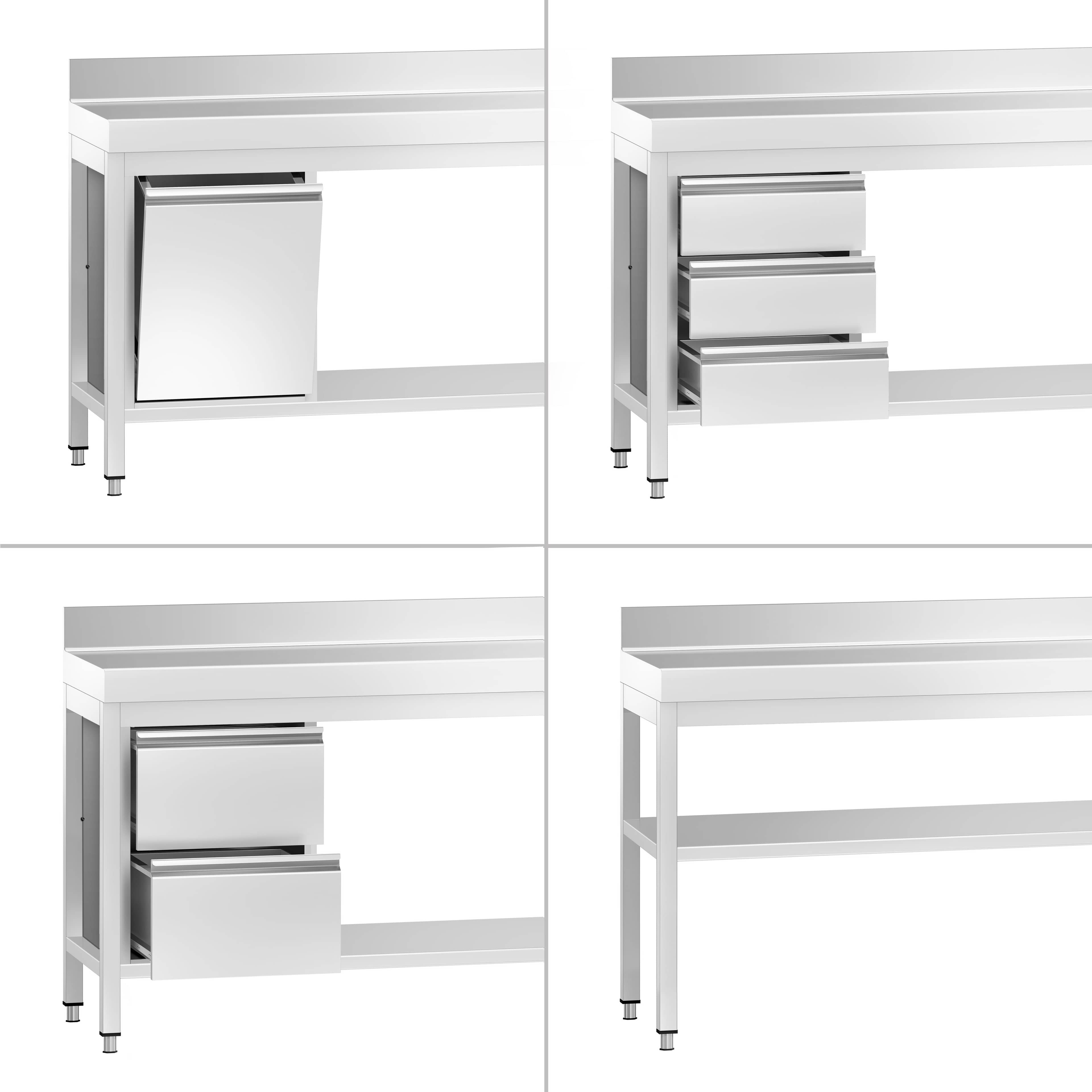 Masă de lucru inox PREMIUM cu dosar și poliță inferioară 2000x700 mm GGM Gastro, Germania — 6