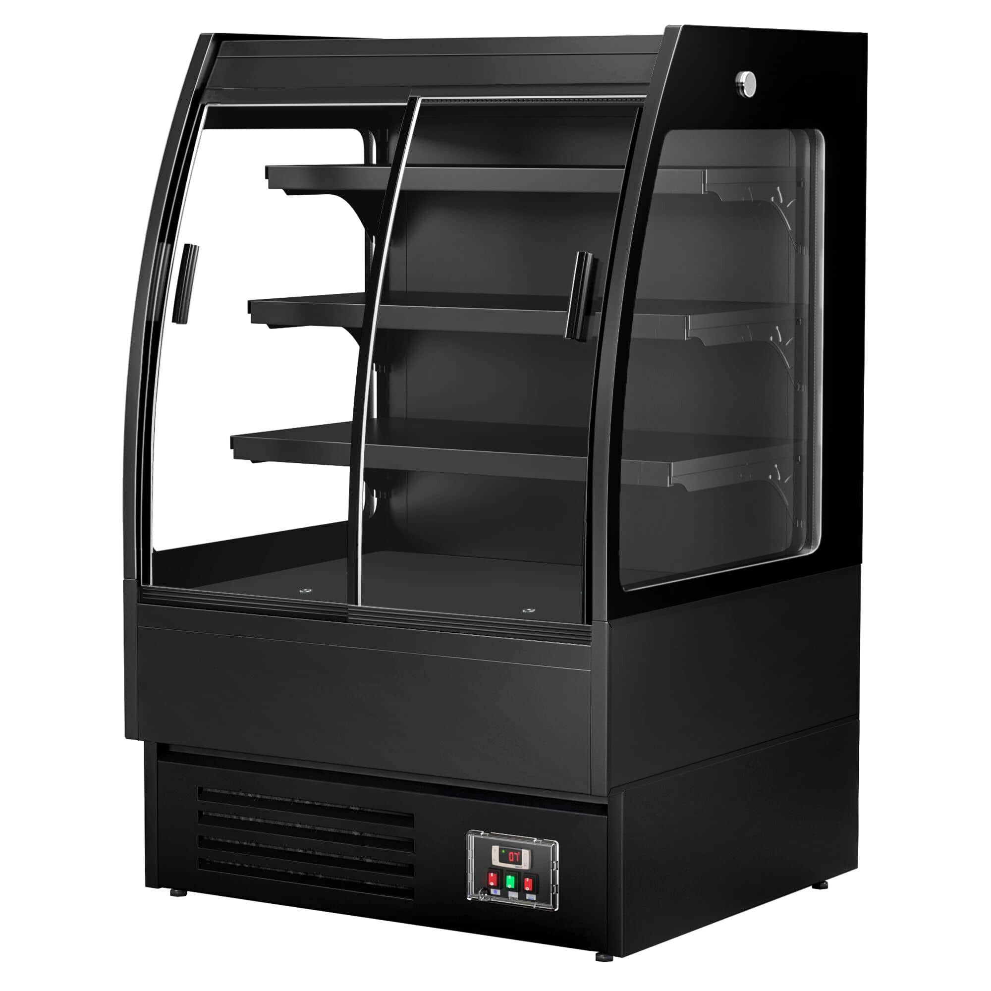 Raft frigorific - 900 mm - 216 litri - +1°C/+5°C - cu 2 uși din sticlă cu geam dublu uși glisante & 3 polițe - negru — 7