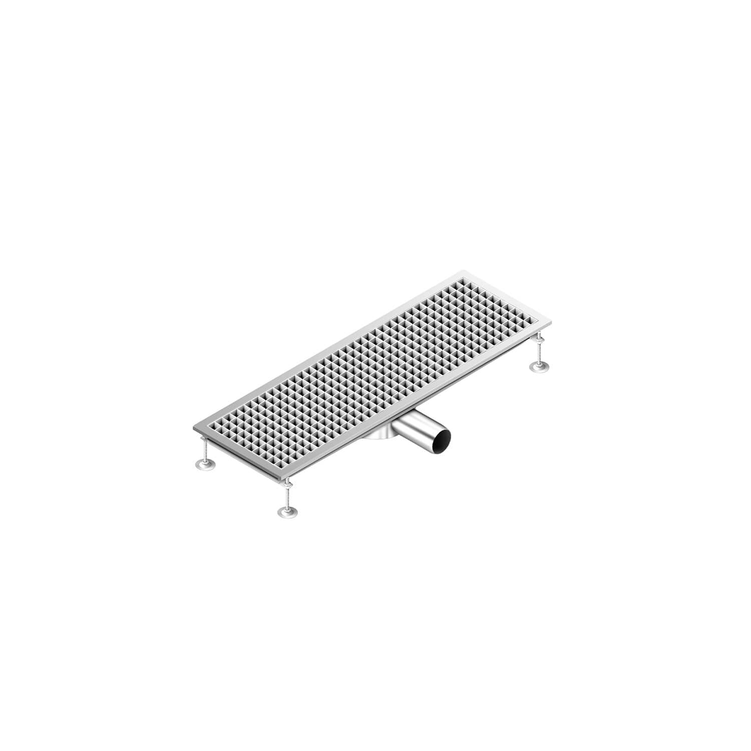 Gură de scurgere din oțel inoxidabil – 900 x 300 mm – model plat și scurgere laterală – Ø 70 mm — 2