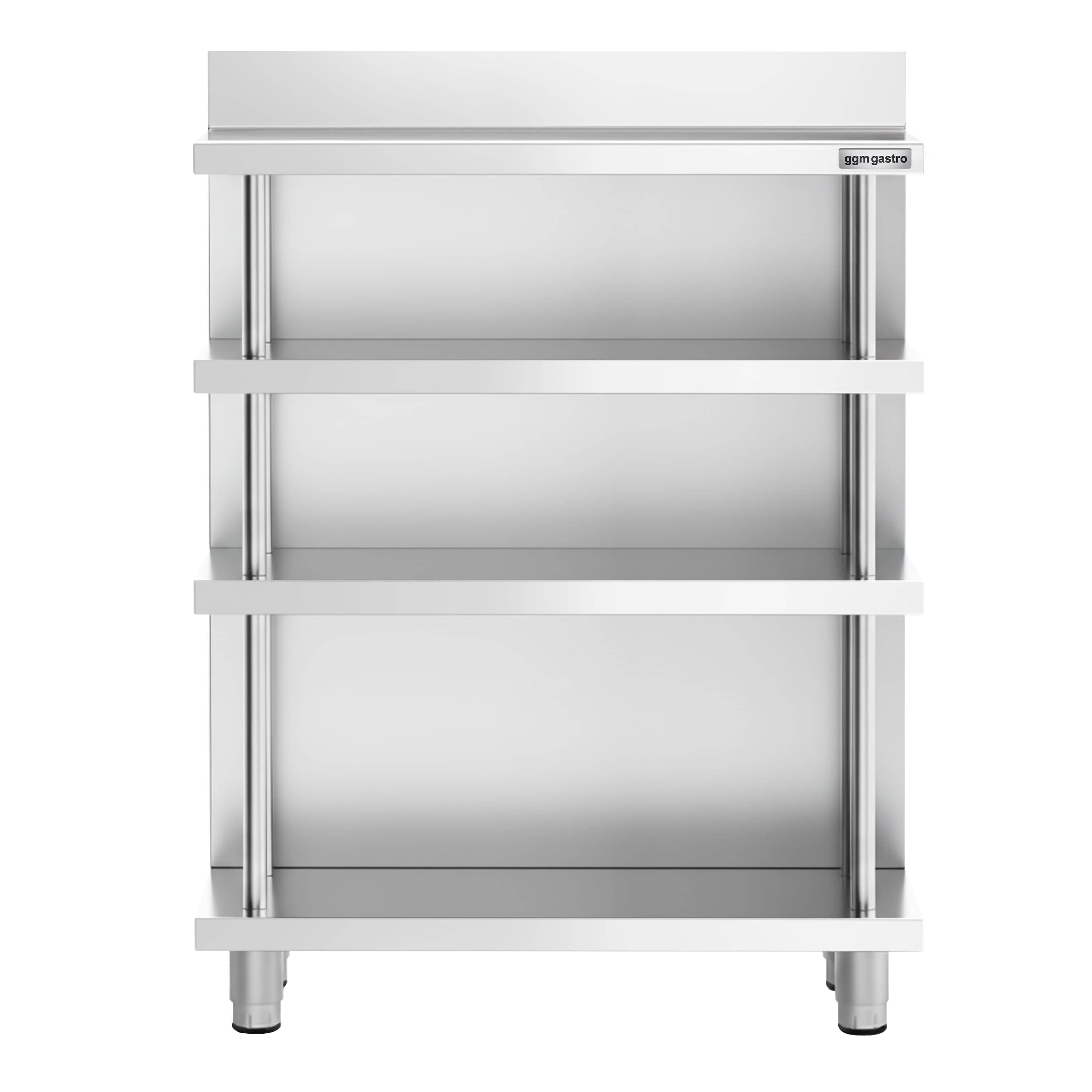 Masă de lucru - din oțel inoxidabil - 1000x400 mm - cu 4 polițe & rebord — 5