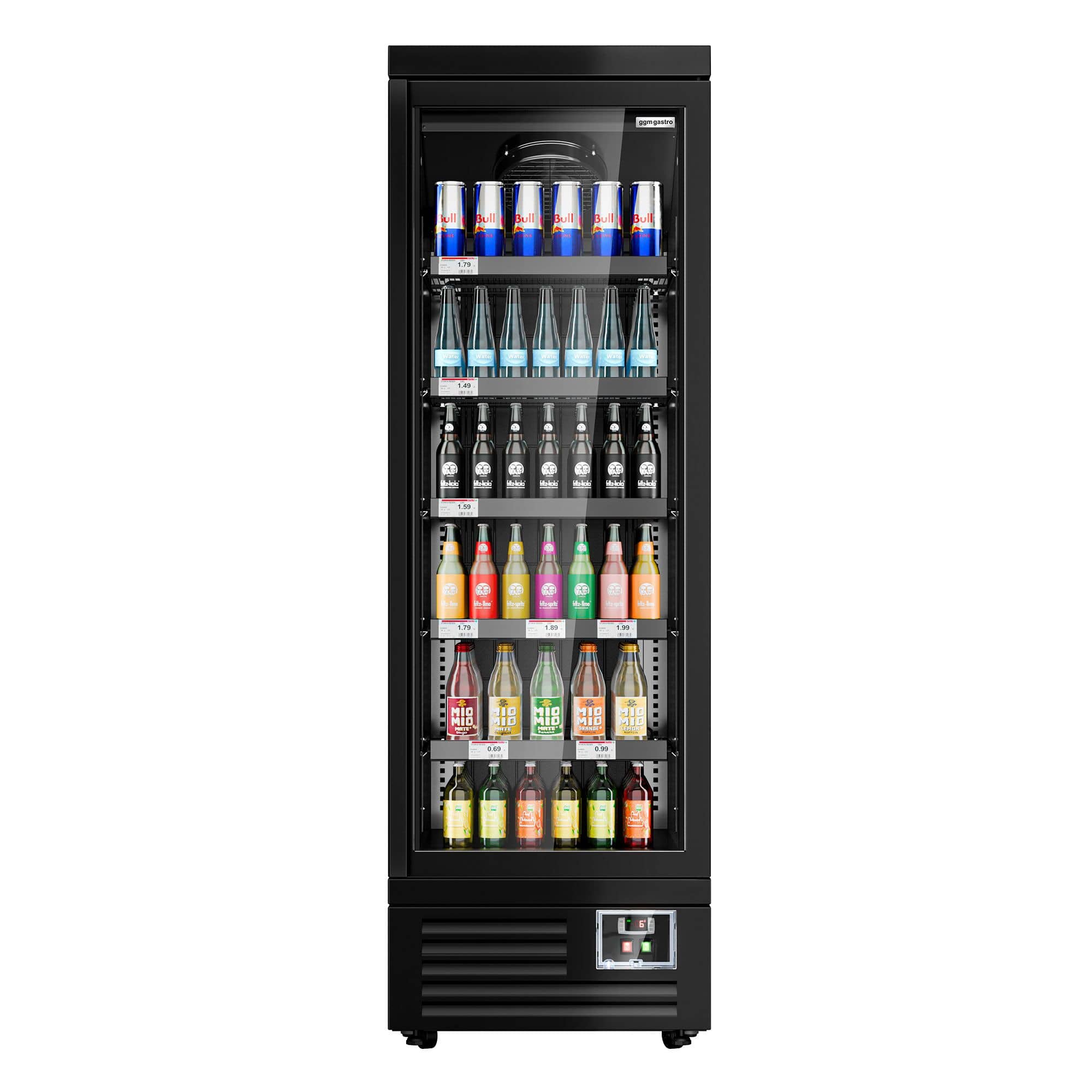 Raft frigorific – 630 mm – 443 litri – cu 1 ușă batantă cu geam dublu și 5 rafturi — 6