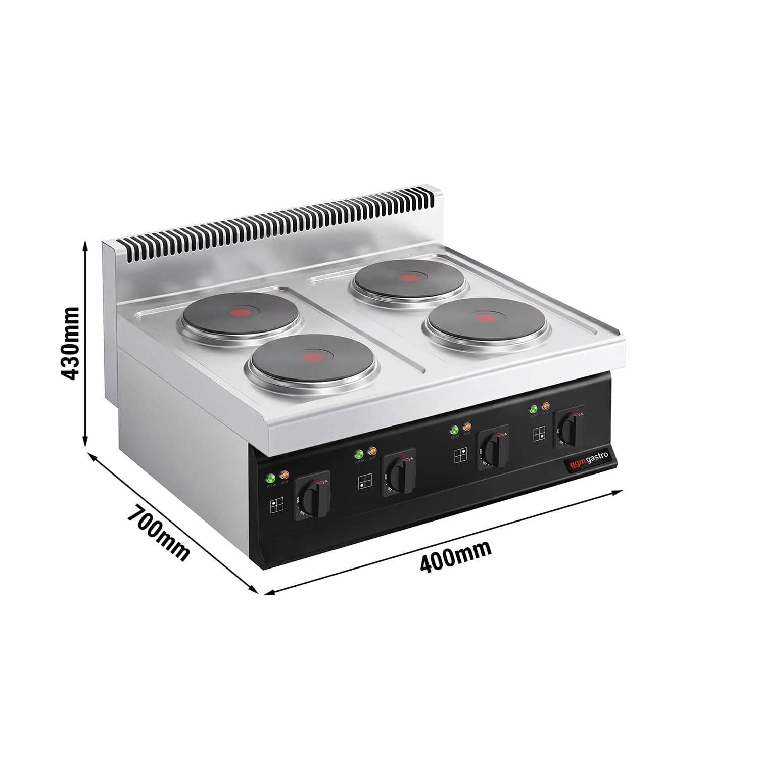 Mașină de gătit / aragaz electrică profesională - seria 700 - 800x700x(H)430 mm - aparat de banc/pentru masă - 20 kW - 4 plite rotunde — 3