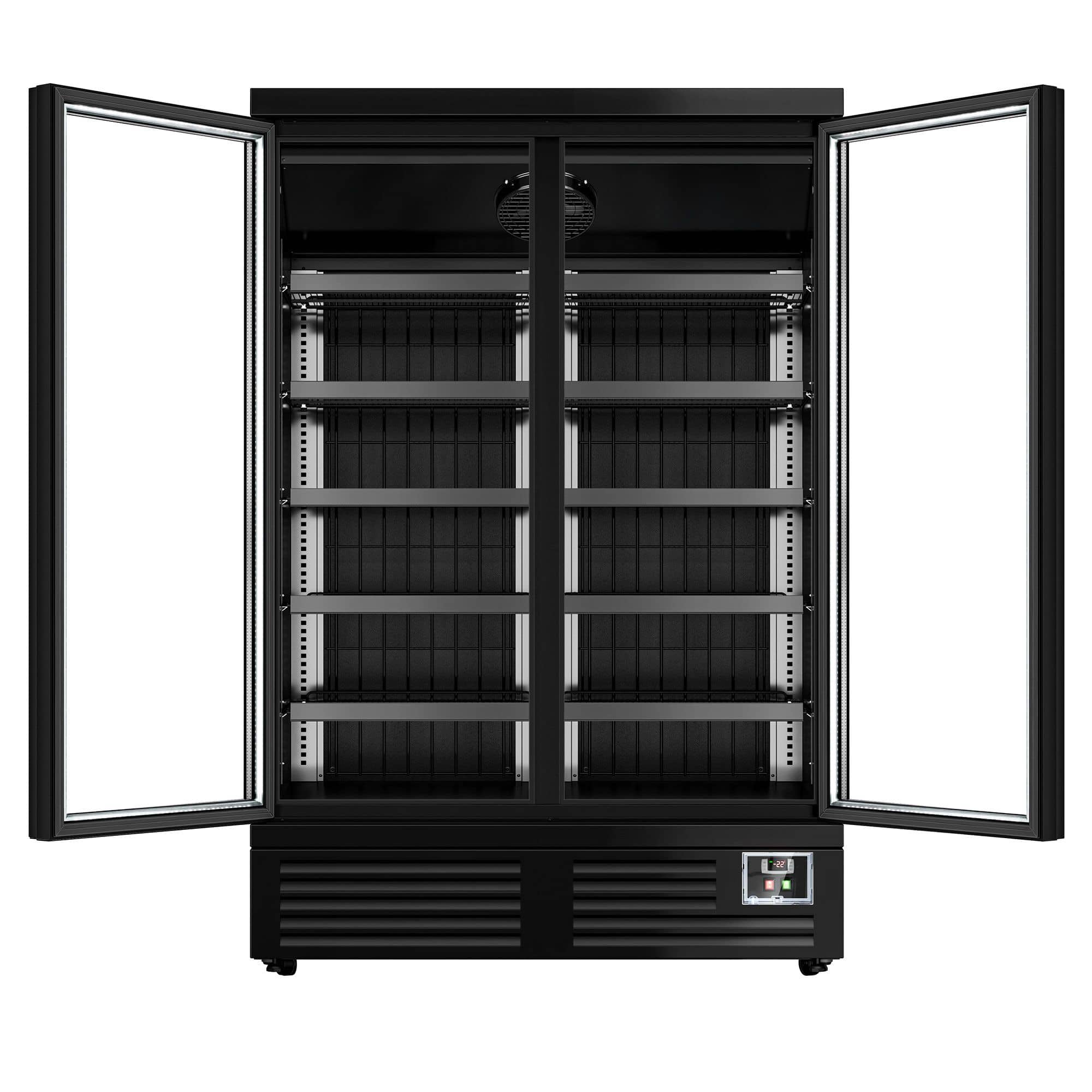 Vitrină congelatoare de perete – 1310 mm – 991 litri – cu 2 uși batante cu geam dublu și 5 rafturi — 7